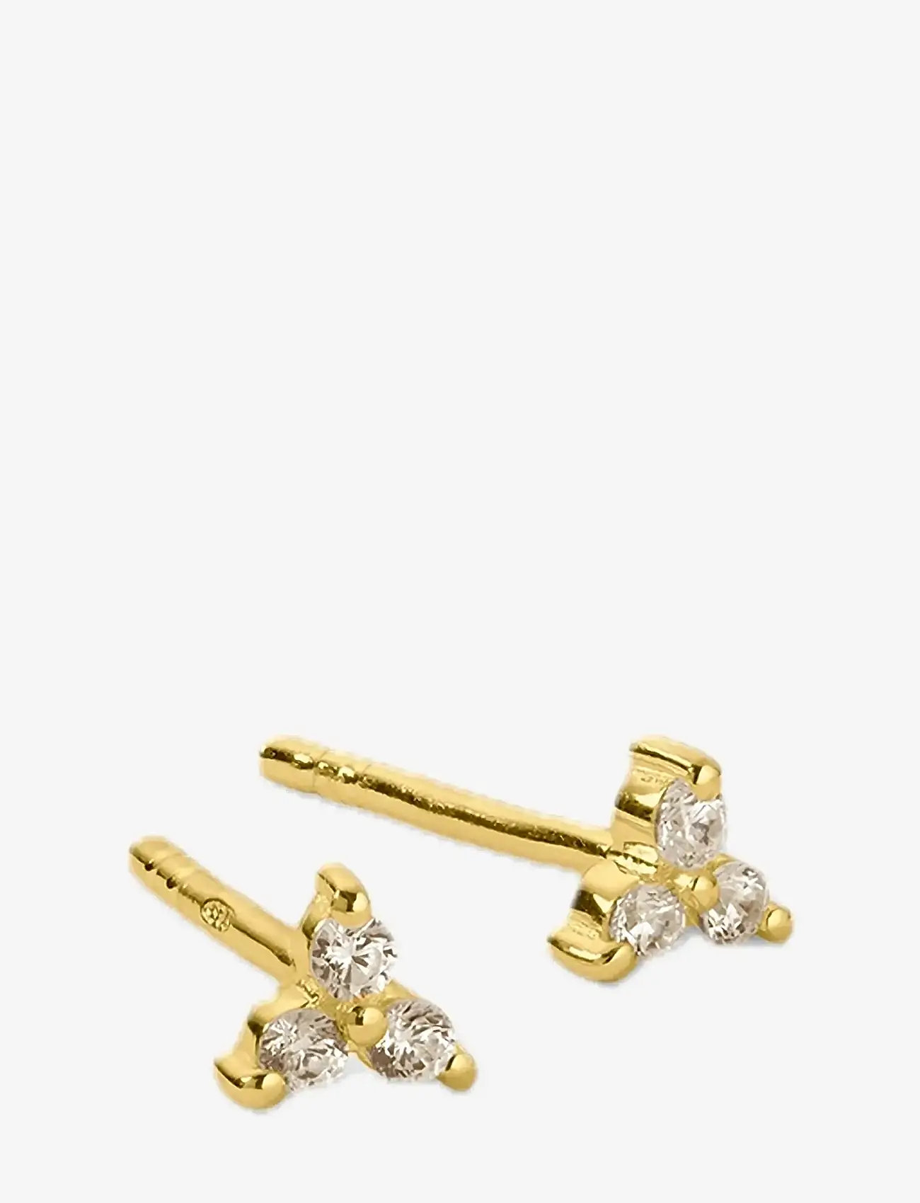 Syster P - Celestia Triple Stone Studs Gold - studs örhängen - gold - 0
