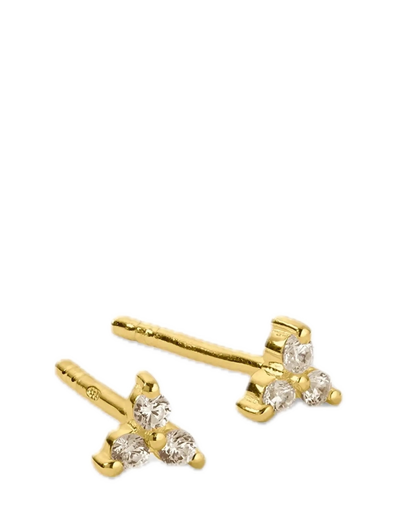 Celestia Triple Stone Studs Gold - GOLD