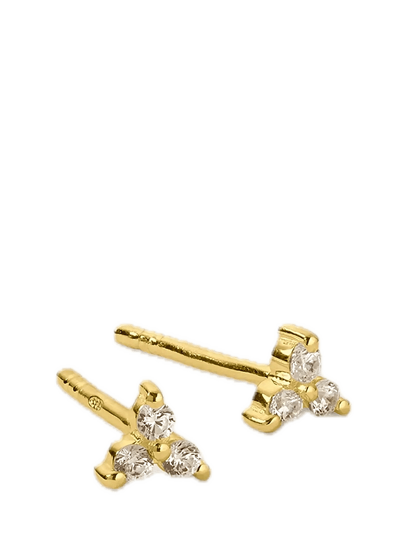 Syster P - Celestia Triple Stone Studs Gold - studs örhängen - gold - 0