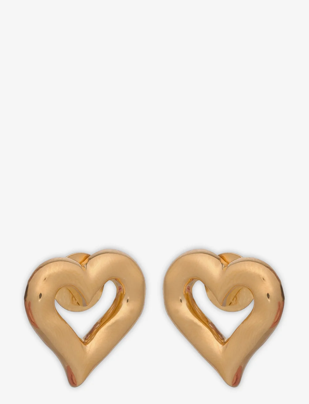 Syster P - Puff Heart Earrings Gold - Ørestikker - gold - 0