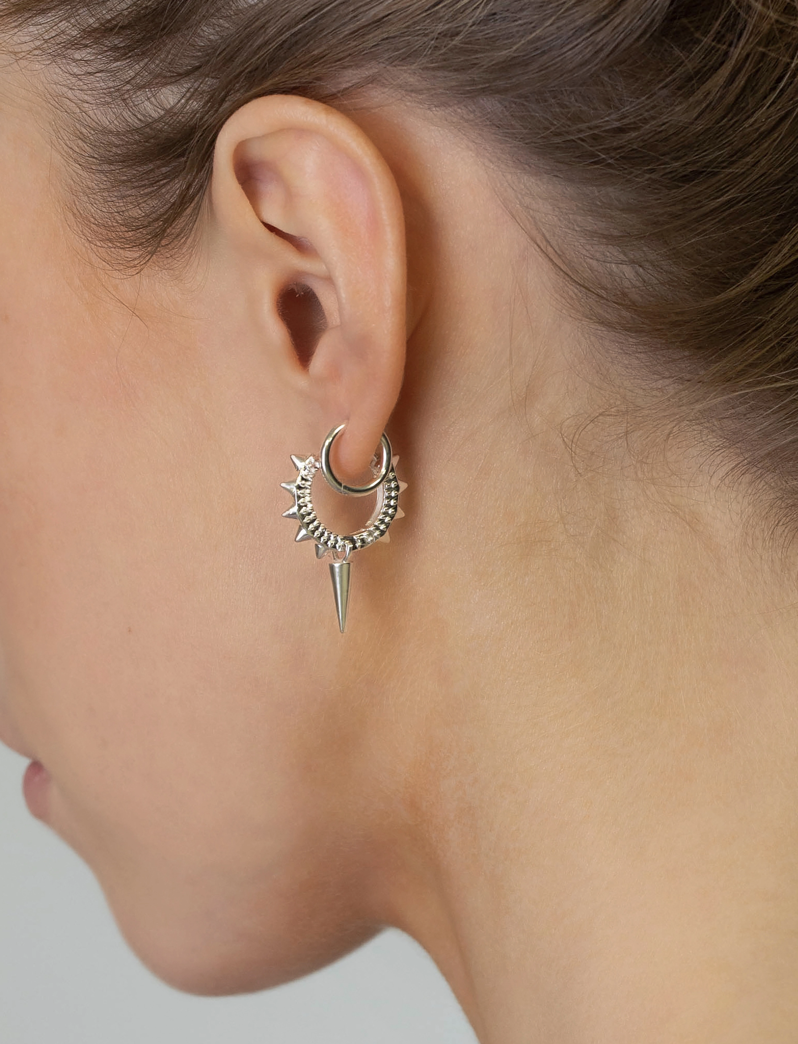 Syster P - Harvey Heavy Spike hoops silver - silver - 1