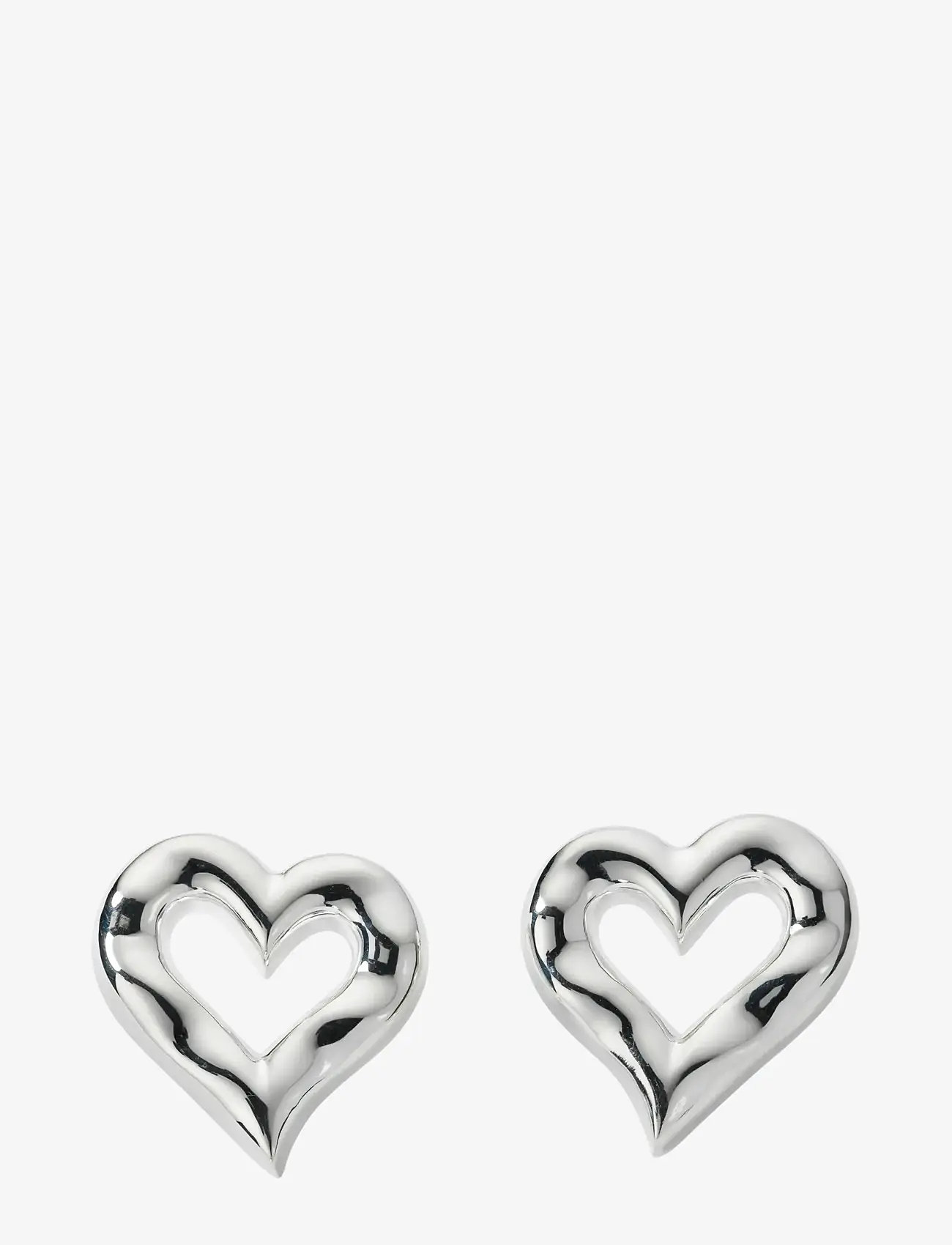 Syster P - Puff Heart Earrings Silver - ohrstecker - silver - 1