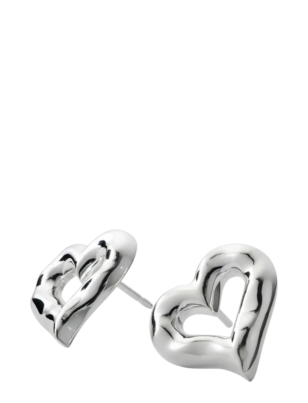 Syster P - Puff Heart Earrings Silver - silver - 2