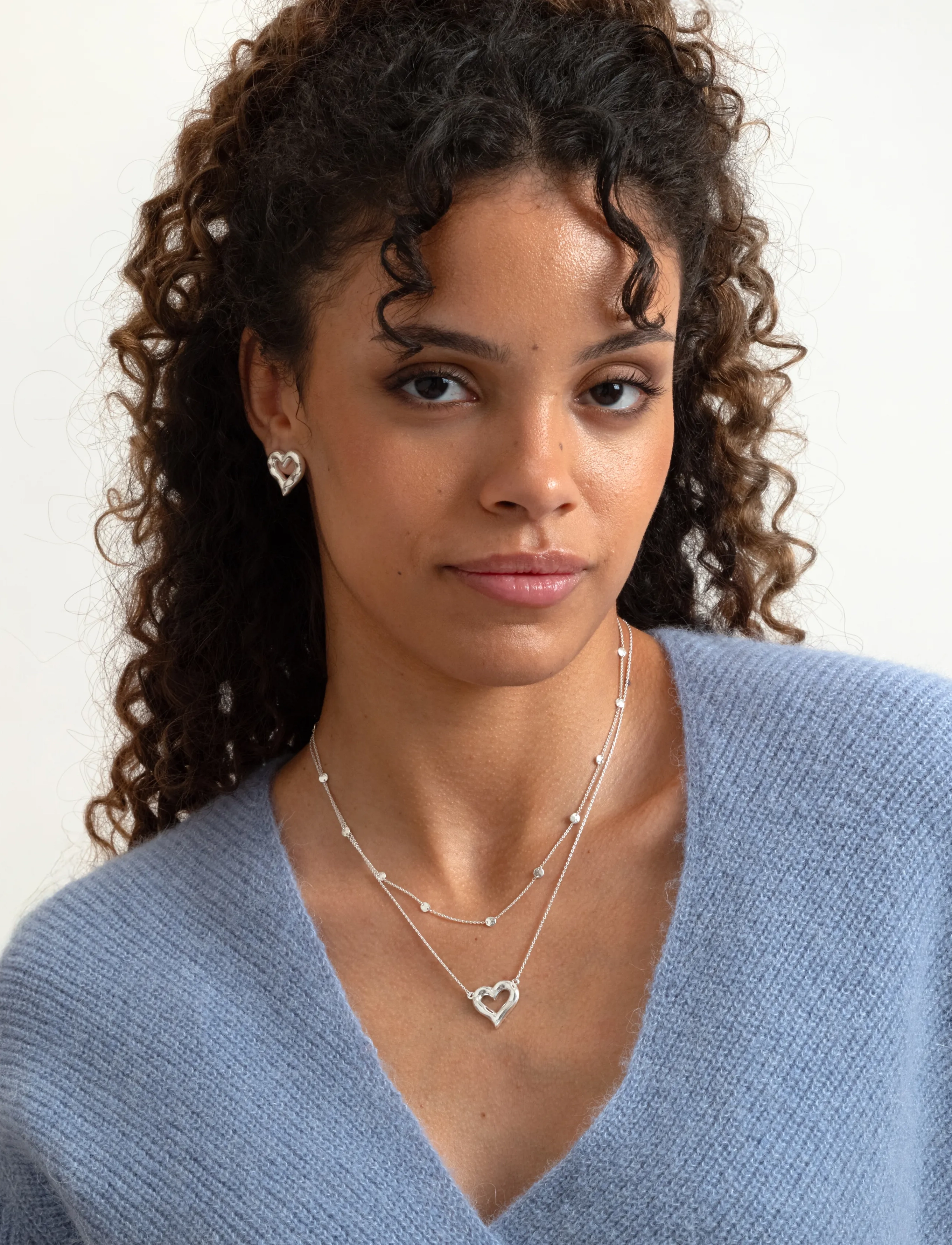 Syster P - Puff Heart Earrings Silver - silver - 3