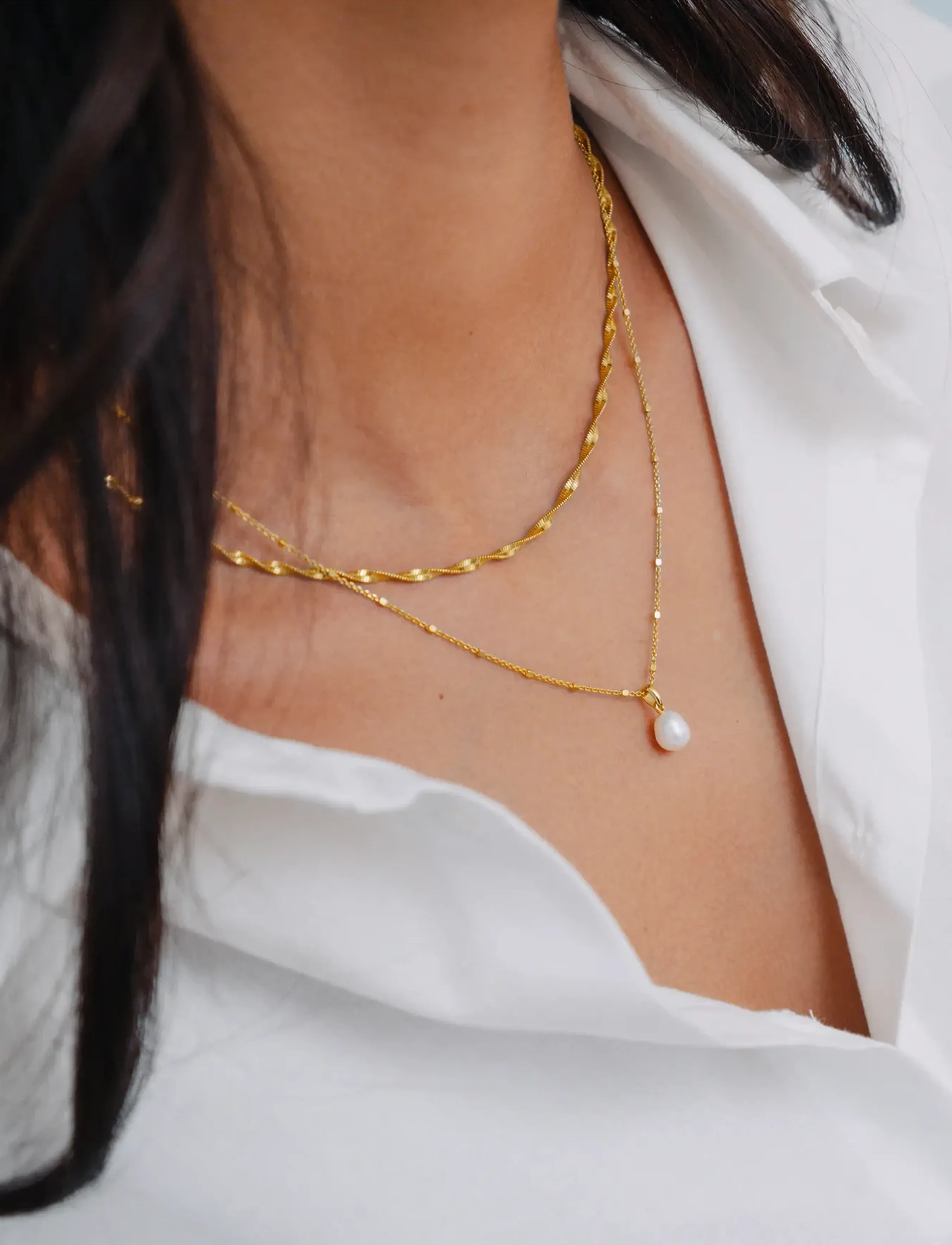Syster P - Herringbone Twisted Necklace - chain necklaces - gold - 2
