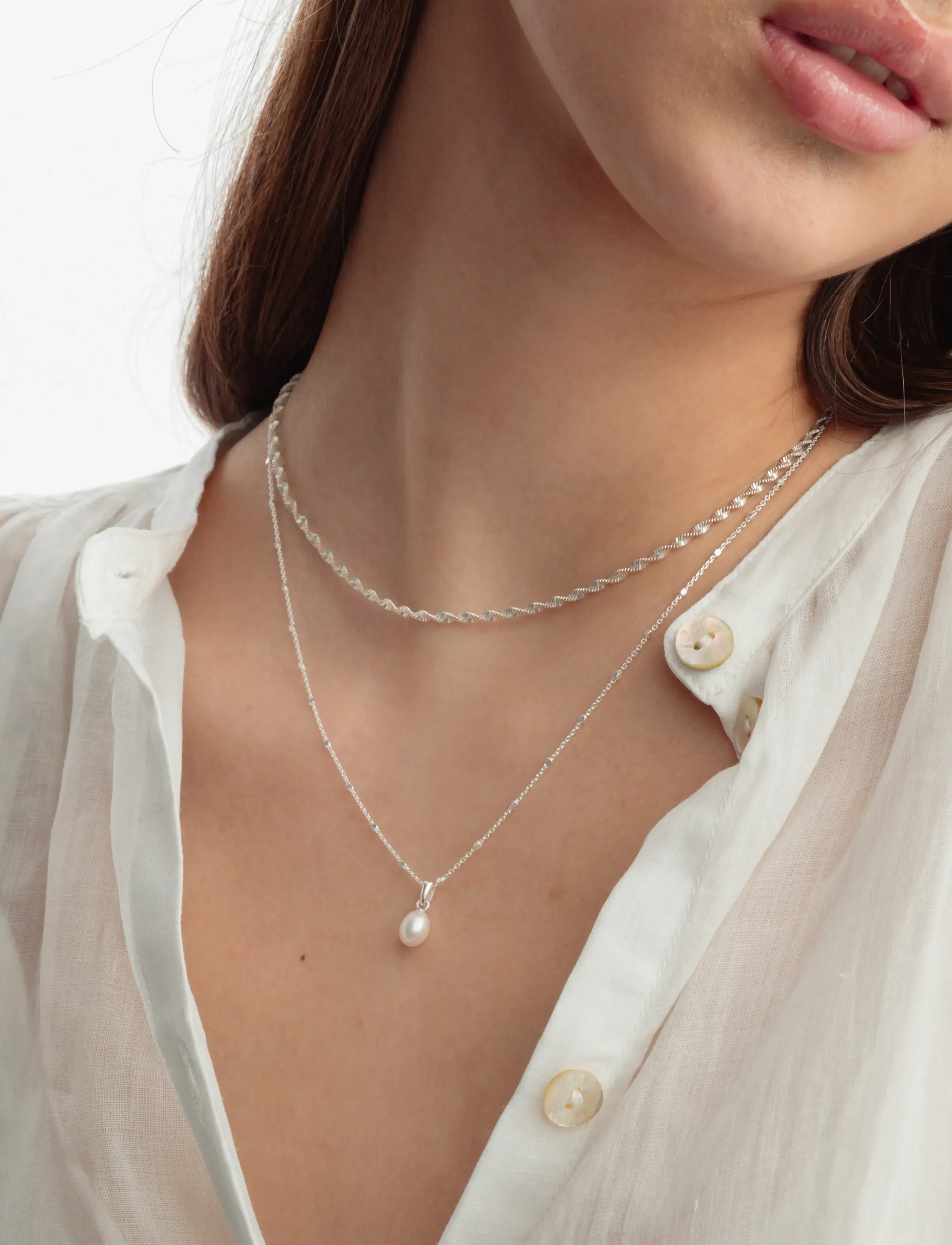 Herringbone Twisted Necklace Silver 4