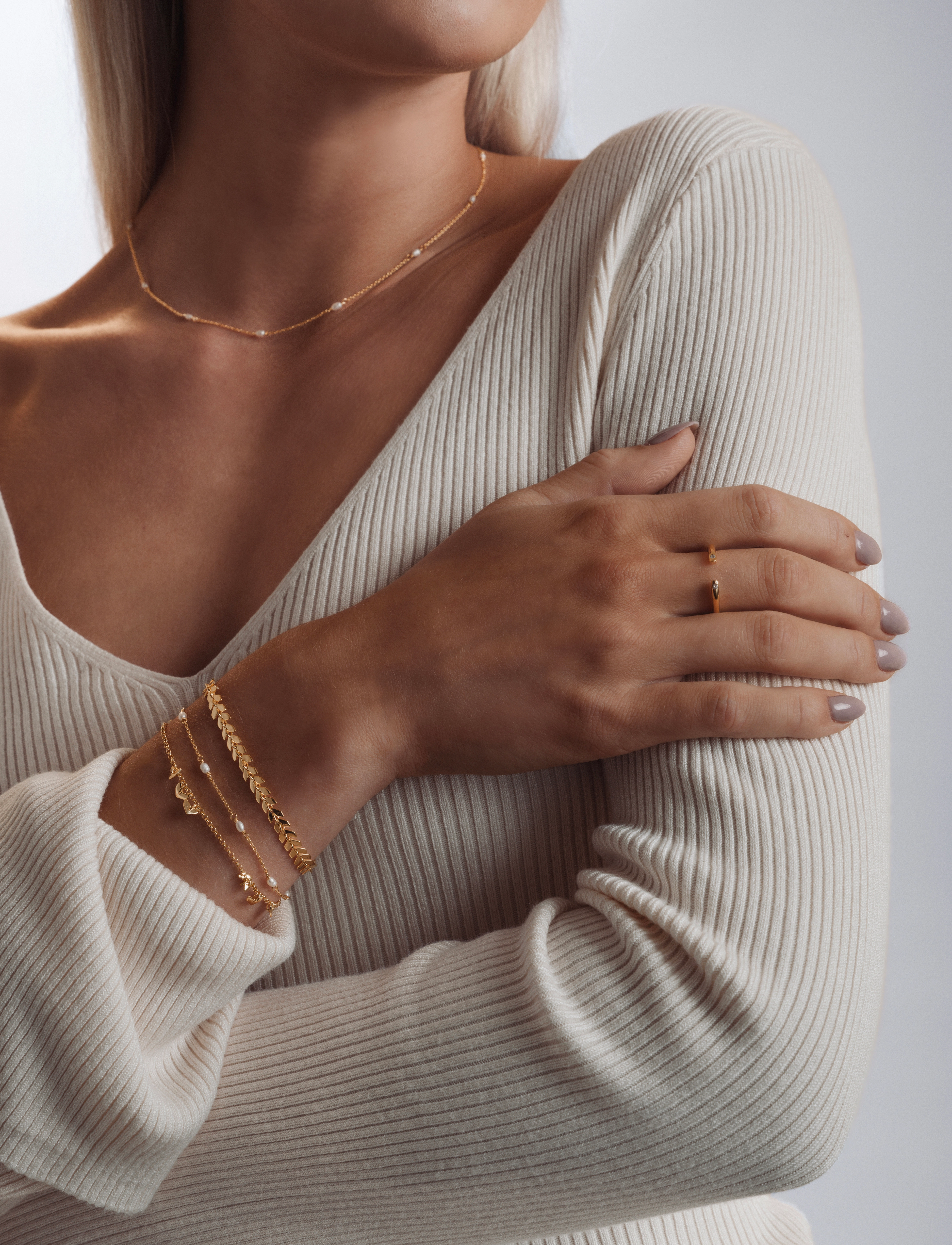 Syster P - Treasure Multi Pearl Necklace Gold - perlekæder - gold - 2