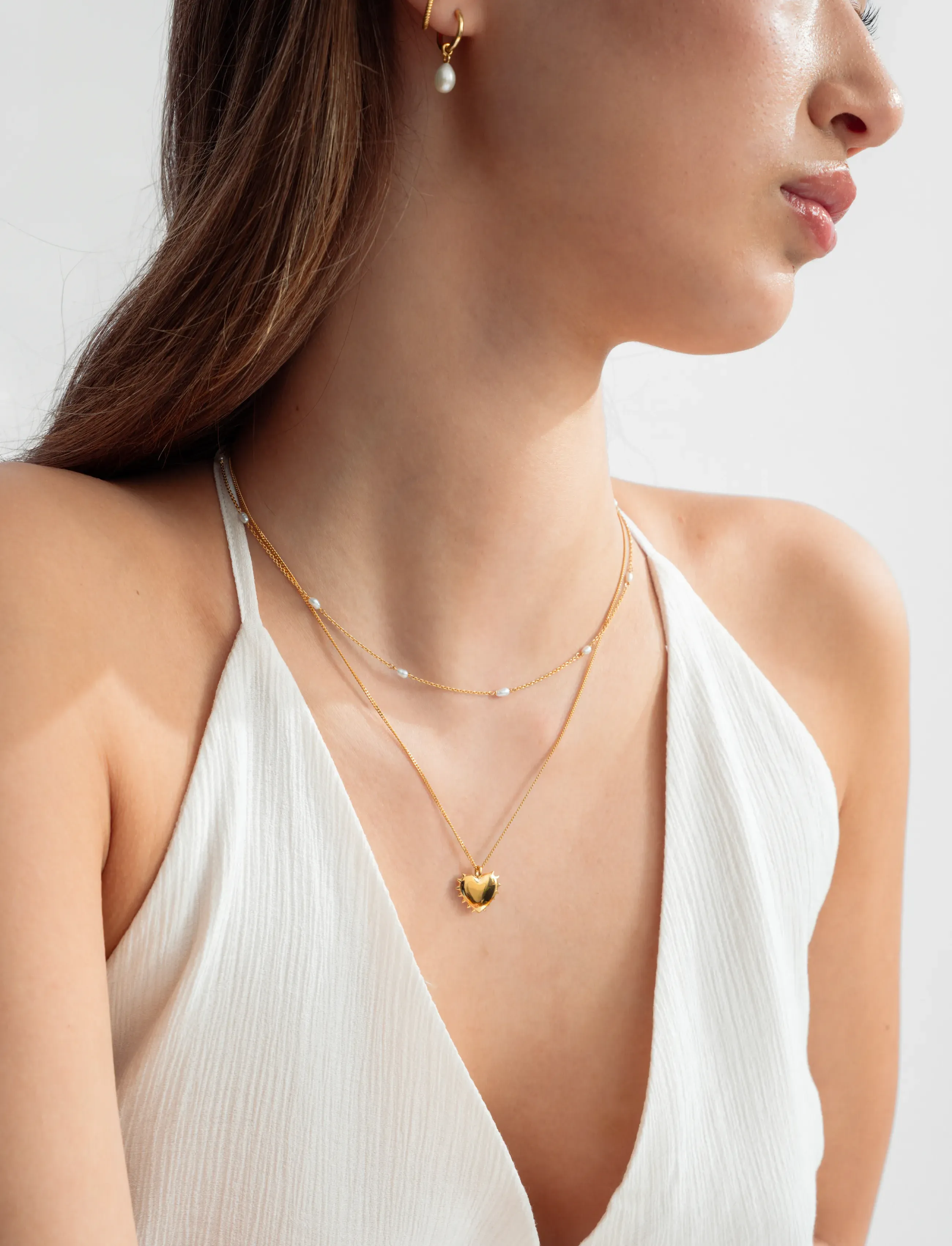 Syster P - Treasure Multi Pearl Necklace Gold - chain necklaces - gold - 2