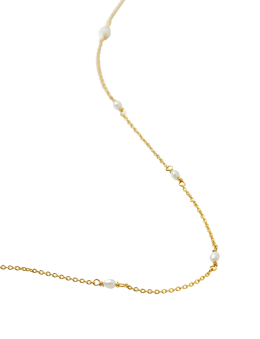 Syster P - Treasure Multi Pearl Necklace Gold - chain necklaces - gold - 4