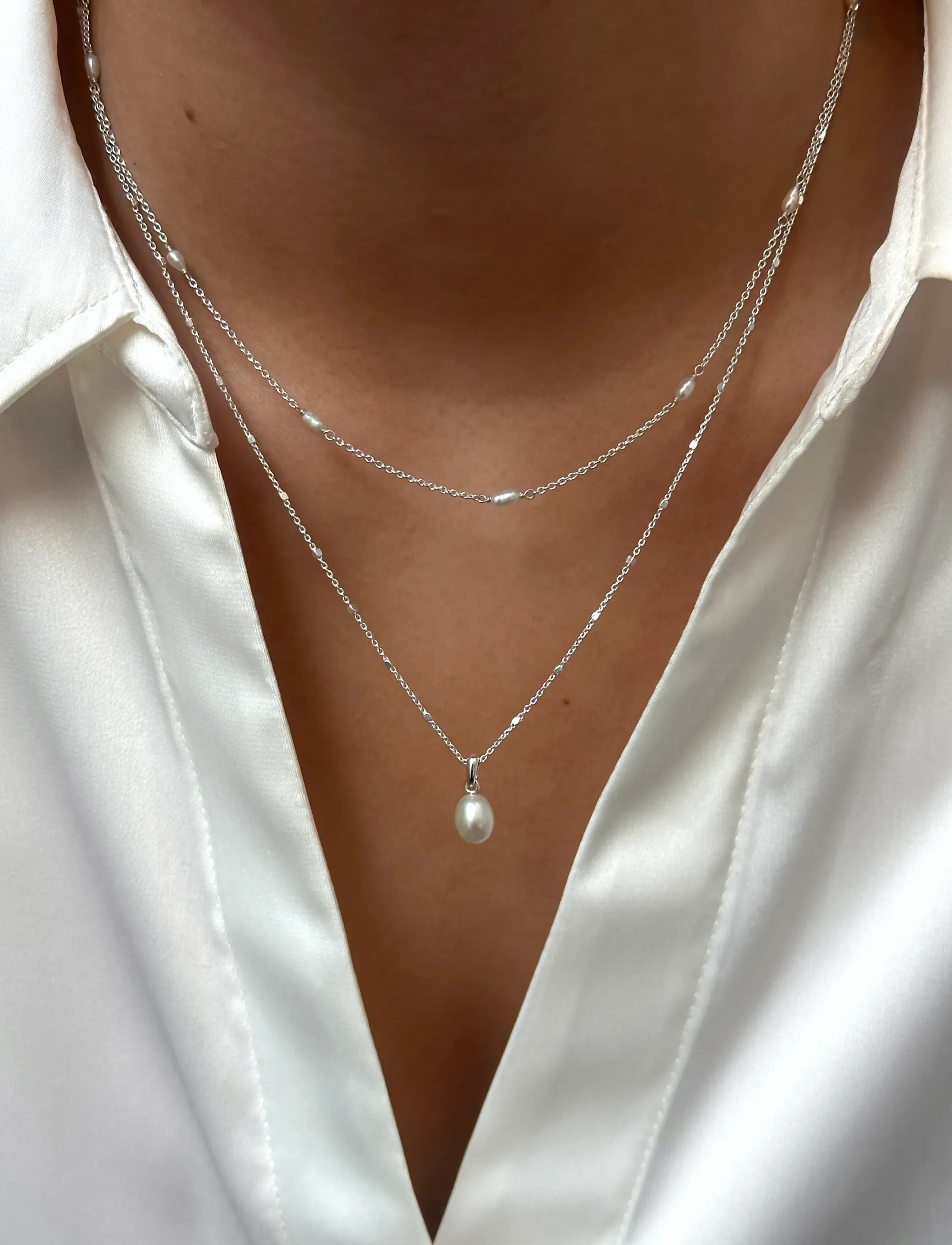 Syster P Treasure Multi Pearl Necklace Silver, One Size, Silver, Halskæder > Kædehalskæder, Dame