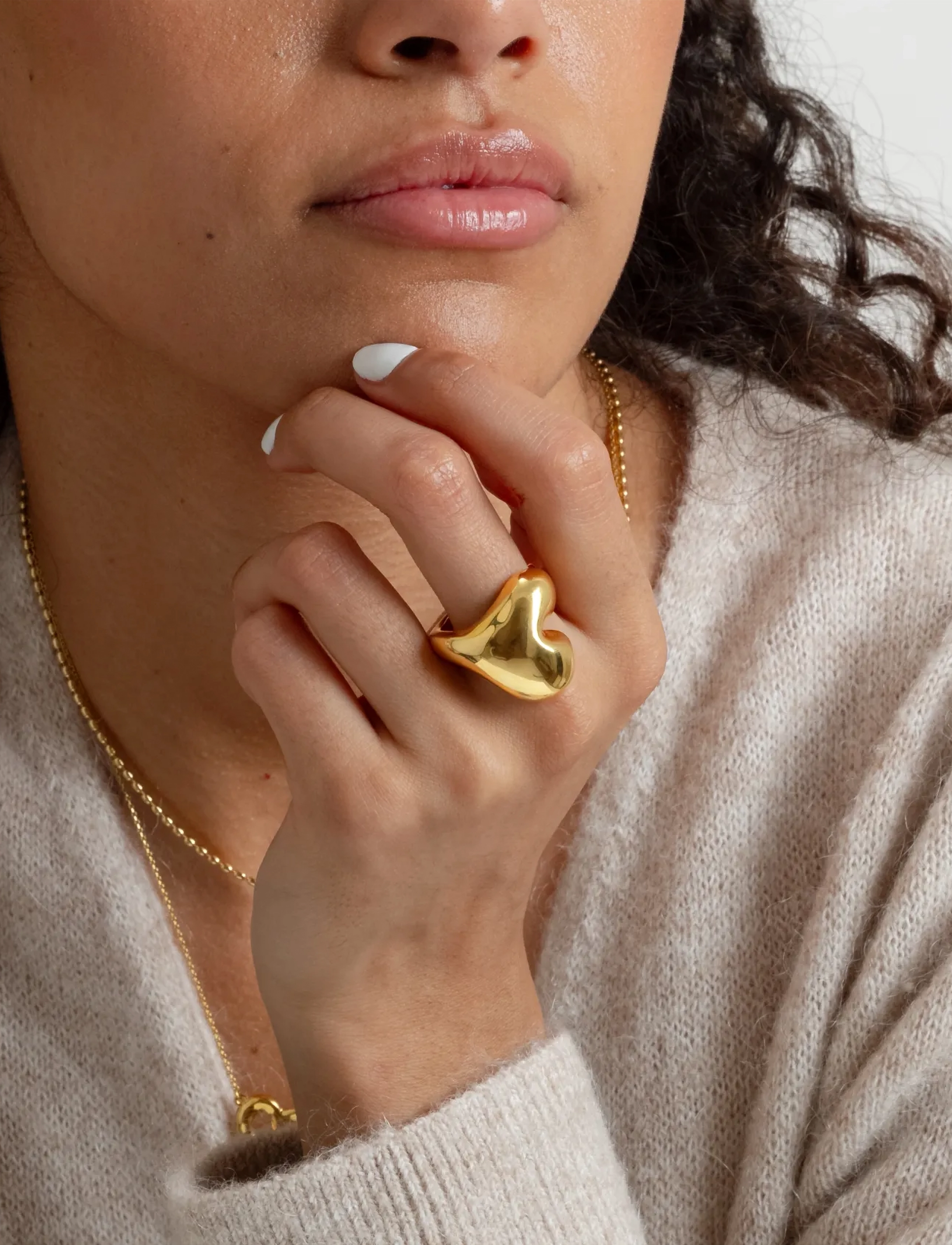 Syster P Bolded Heart Ring Gold, 7, Jewellery, Gold - Rings, Frauen