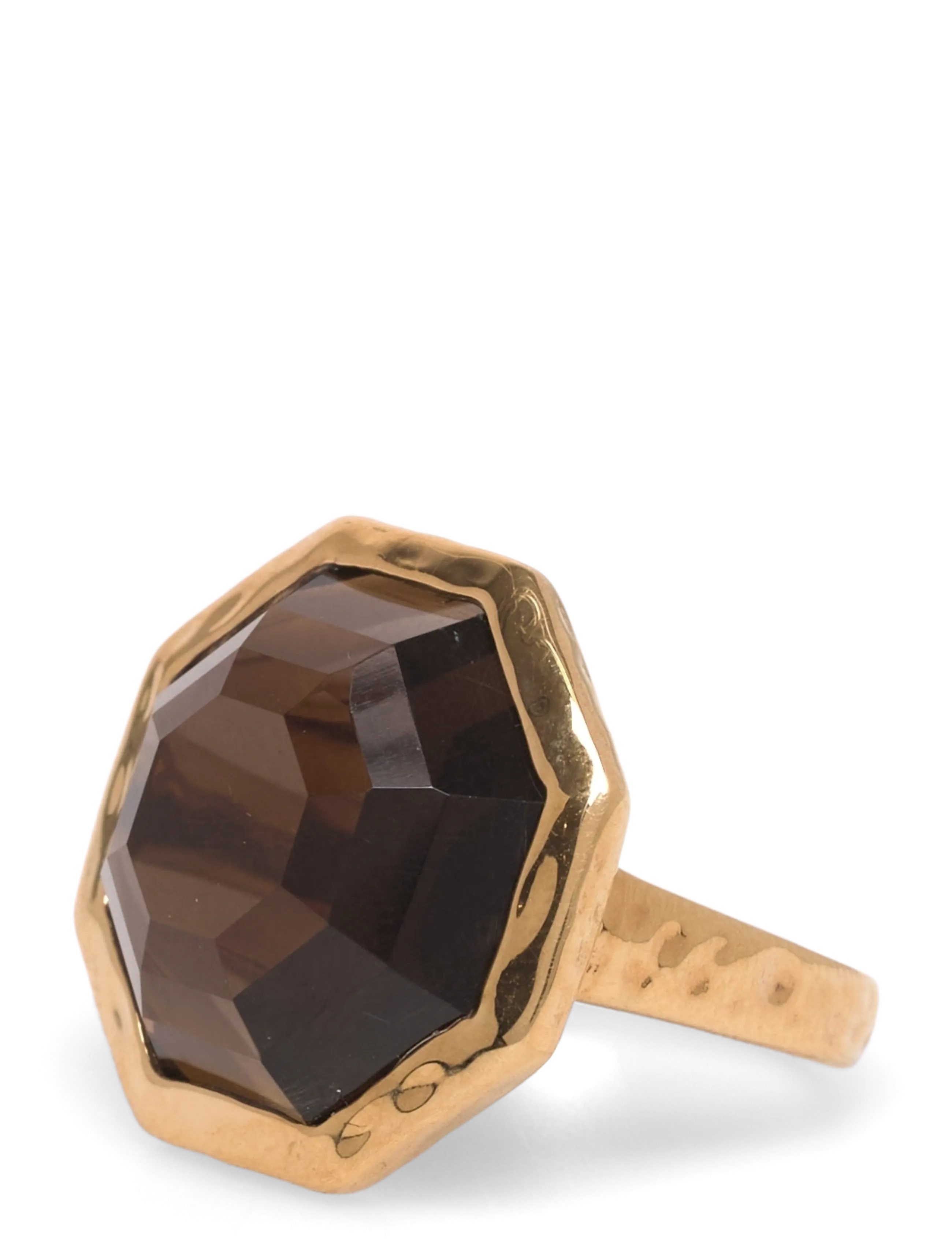 Syster P Octagon Ring Gold - Schmuck - GOLD / brown