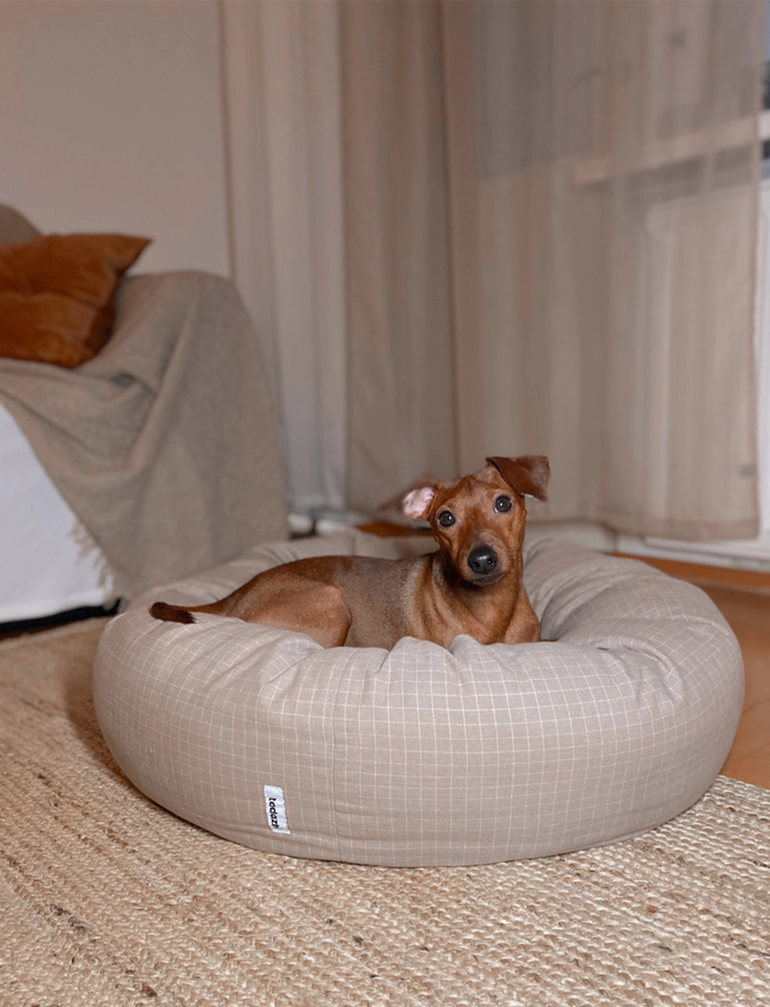 tadazhi - Donut bed - check dark sand - 2