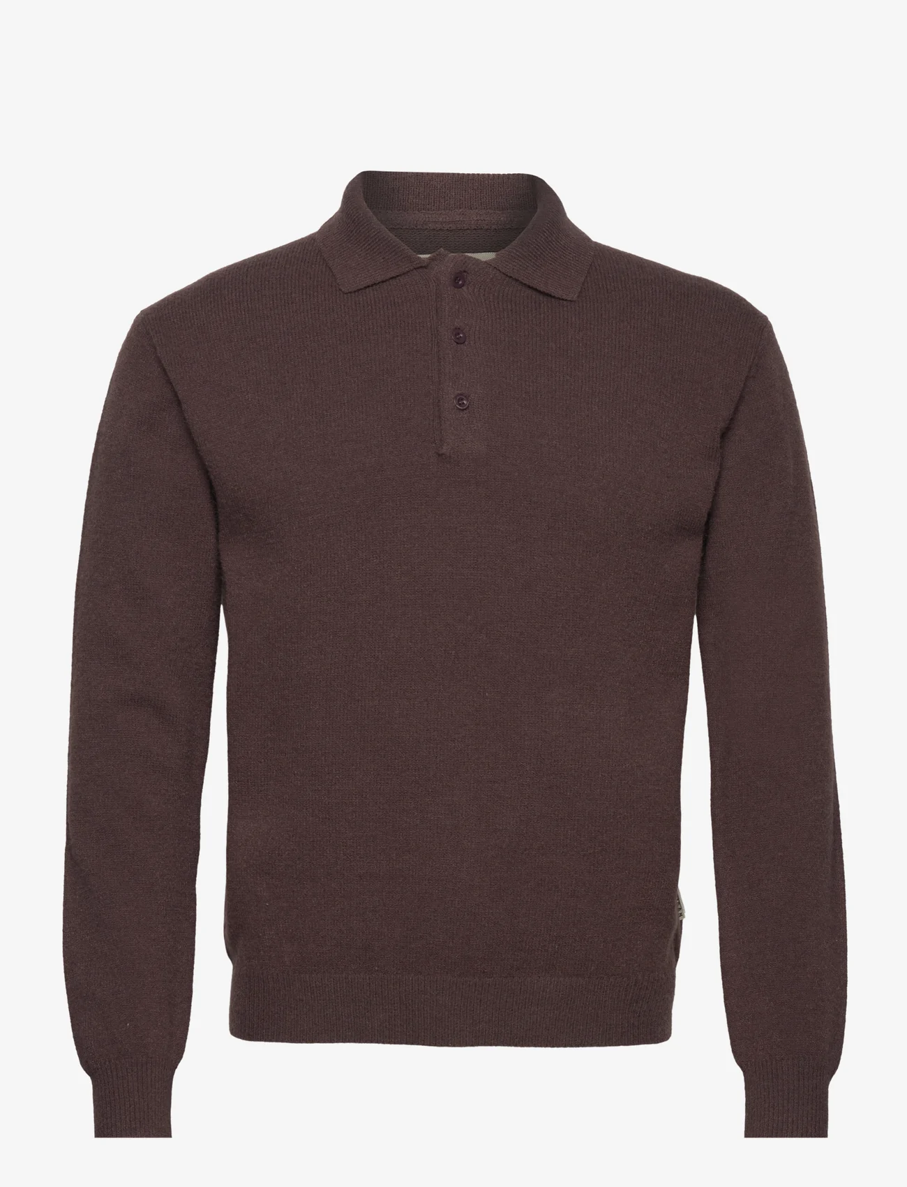 Taikan - Marle L/S Polo Sweater-Brown - adīti polo krekli ar garām piedurknēm - brown - 0