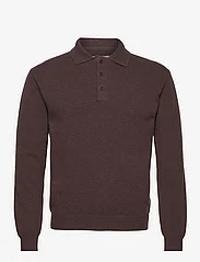 Taikan - Marle L/S Polo Sweater-Brown - neulotut poolot - brown - 0