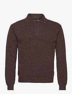 Marle L/S Polo Sweater-Brown, Taikan