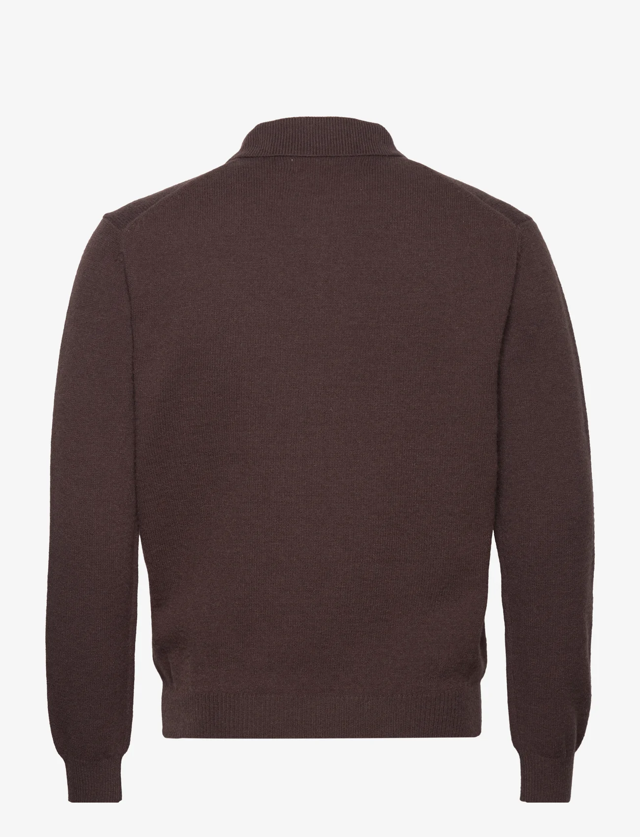 Taikan - Marle L/S Polo Sweater-Brown - neulotut poolot - brown - 1