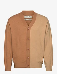 Taikan - Colour Blocked Cardigan-Tan/Cream - trøjer - tan/cream - 0