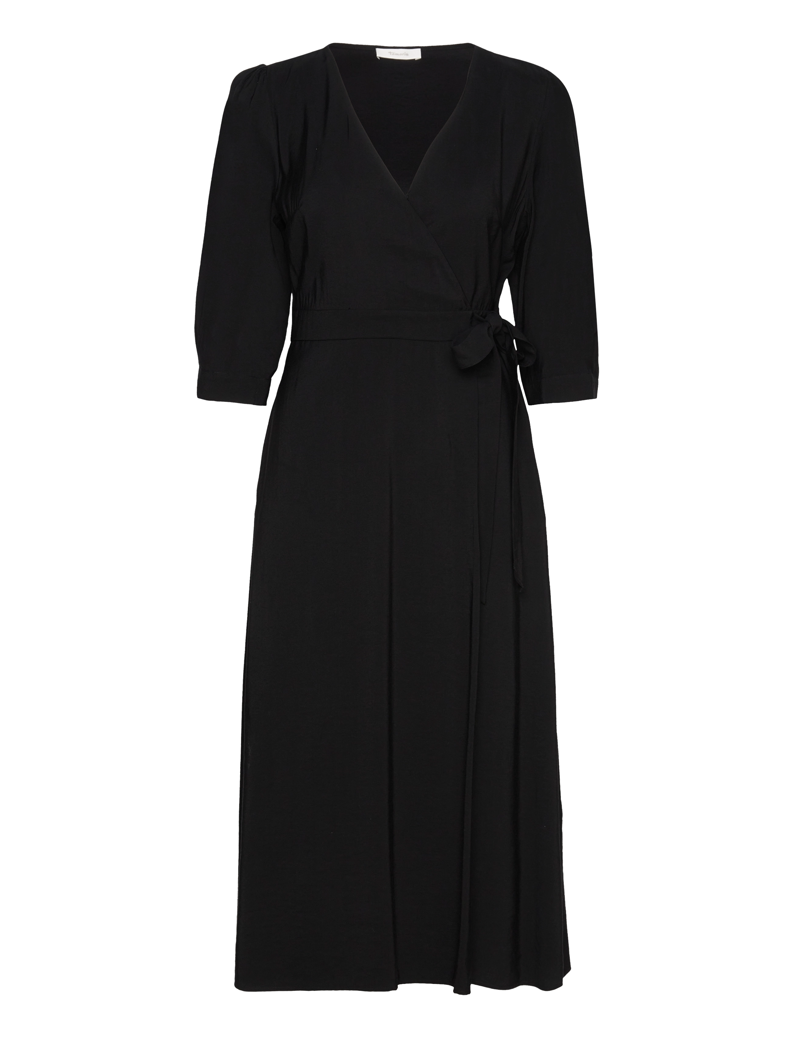 TAMARIS APPAREL Alaca Midi Wrap Kleid Schwarz - 34 - Damen