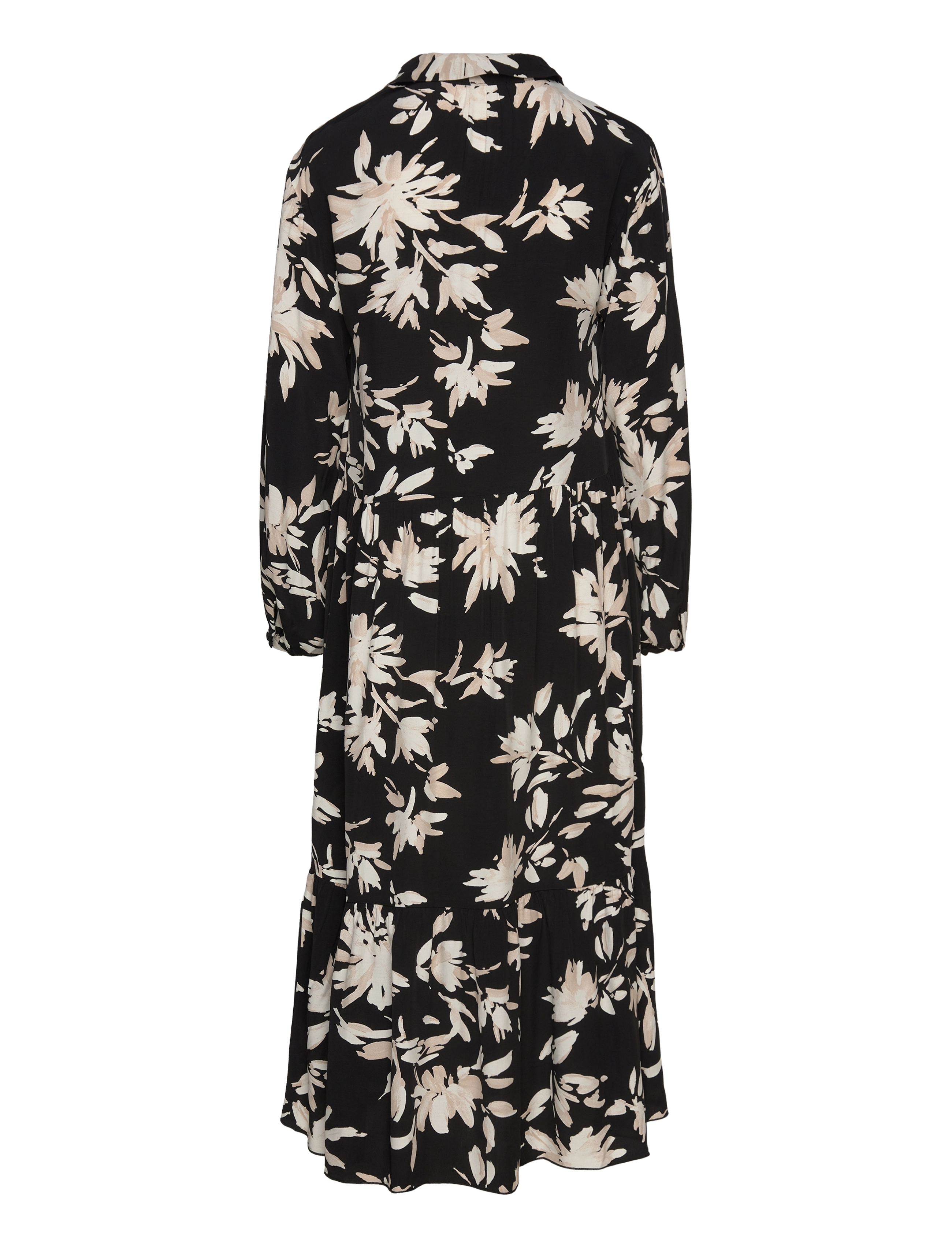 Tamaris Apparel - AUBURN AOP long trapes collar dress - midikleider - black flower aop - 1