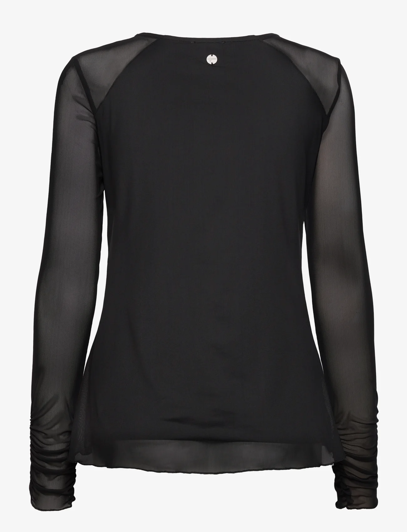 Tamaris Apparel - CAGE Long sleeve Mesh Shirt - långärmade toppar - black beauty - 1