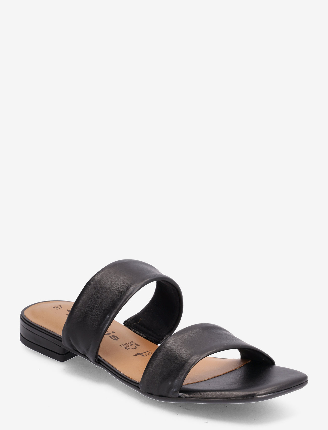 Tamaris - Women Slides - flat sandals - black leather - 0
