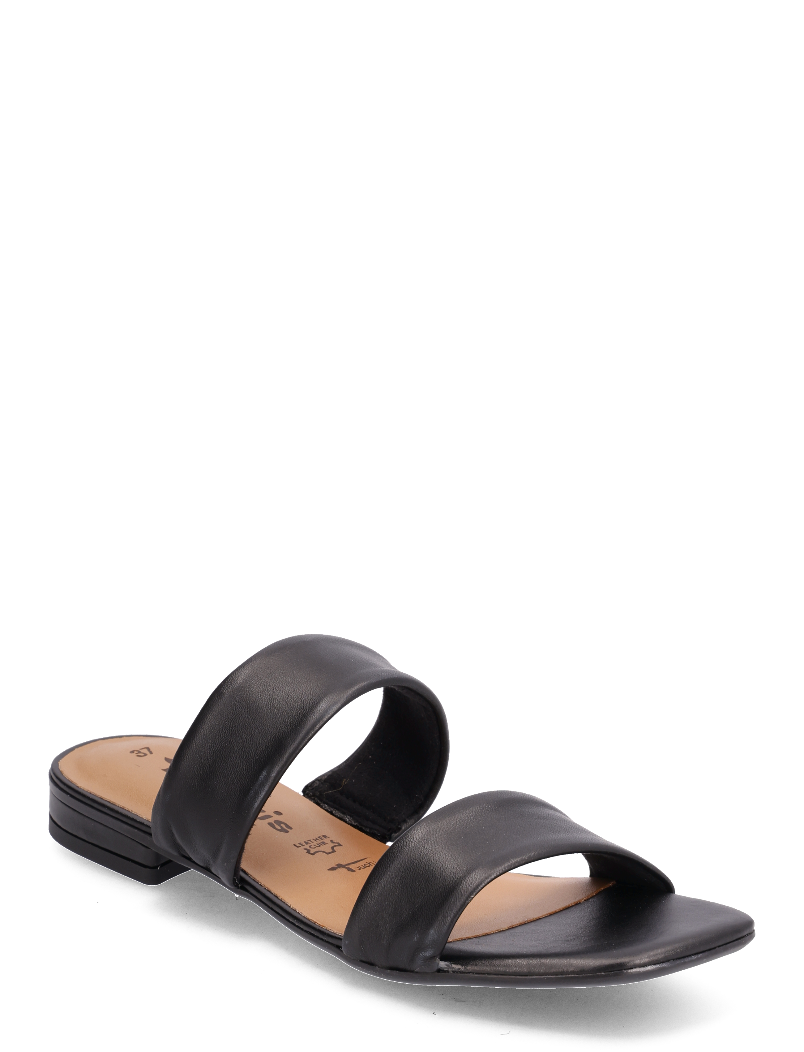 Women Slides - BLACK LEATHER