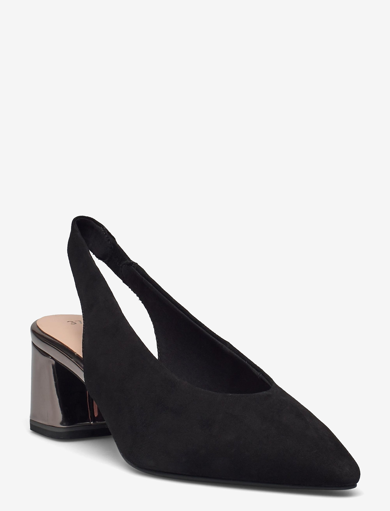 Woms Sling Back - BLK SUEDE/GALV