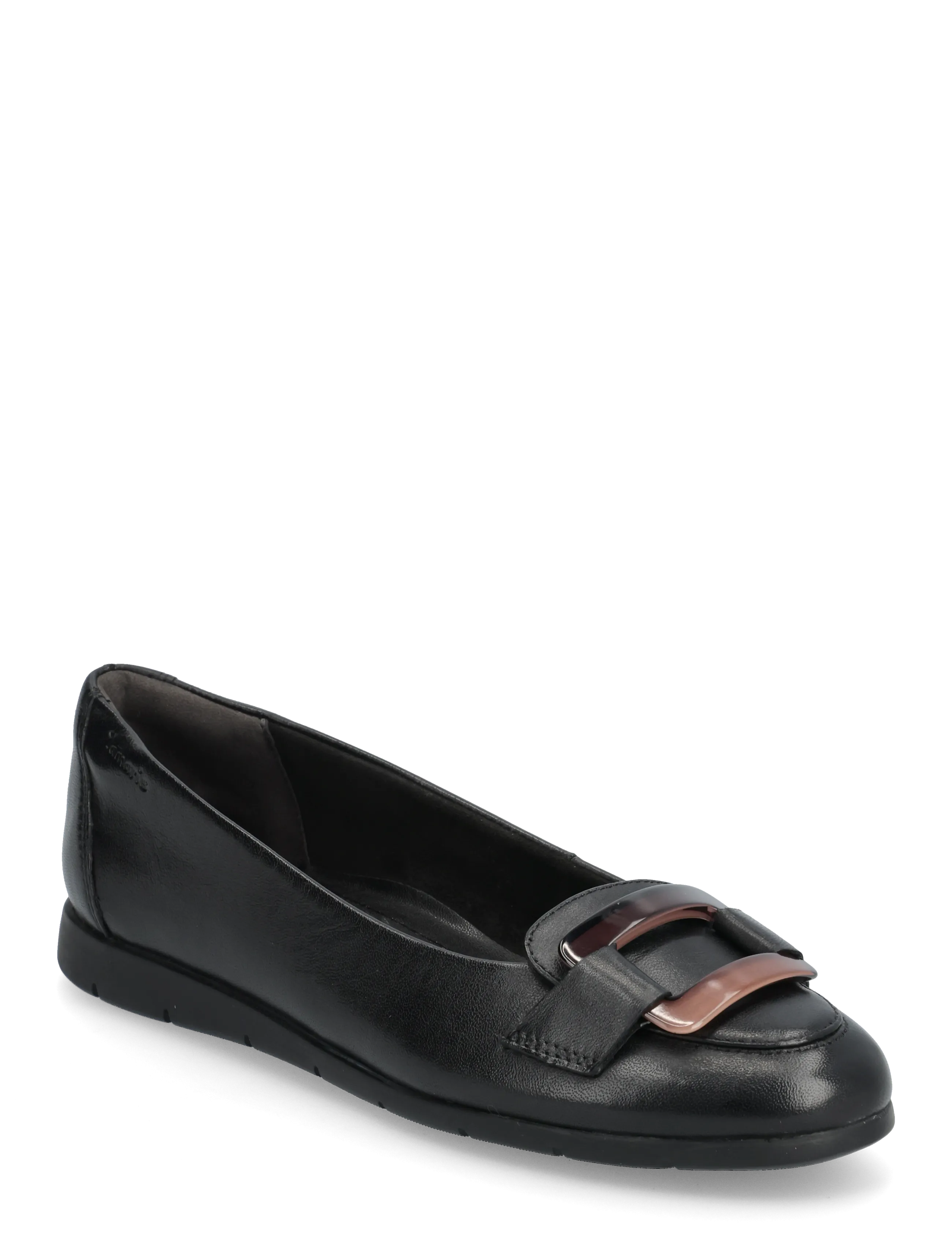 Tamaris Woms Ballerina - Sko - BLACK LEATHER / black
