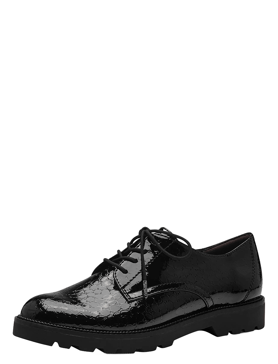 Tamaris - Women Lace-up - modetrends - black patent structure - 0
