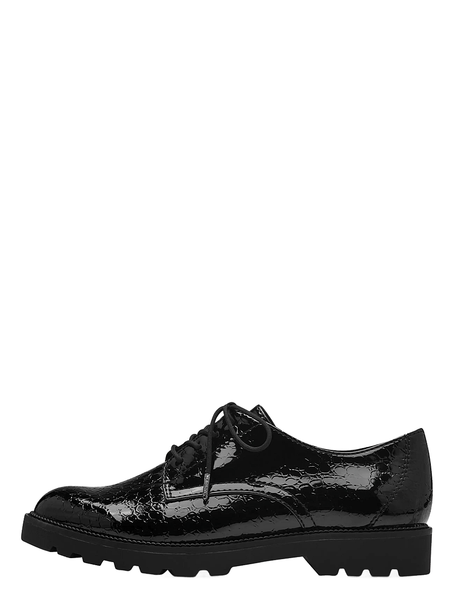 Tamaris - Women Lace-up - modetrends - black patent structure - 1