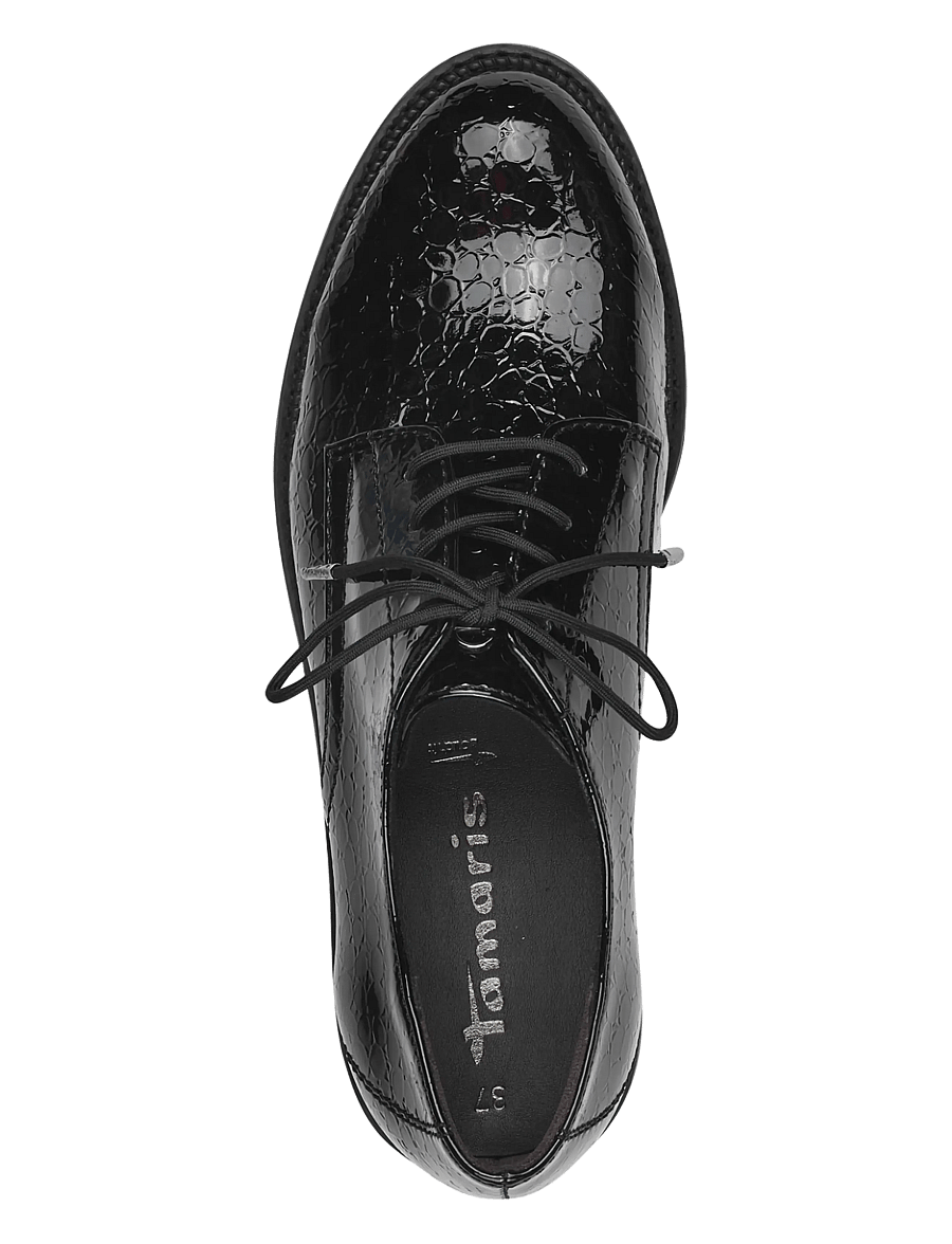Tamaris - Women Lace-up - modetrends - black patent structure - 4