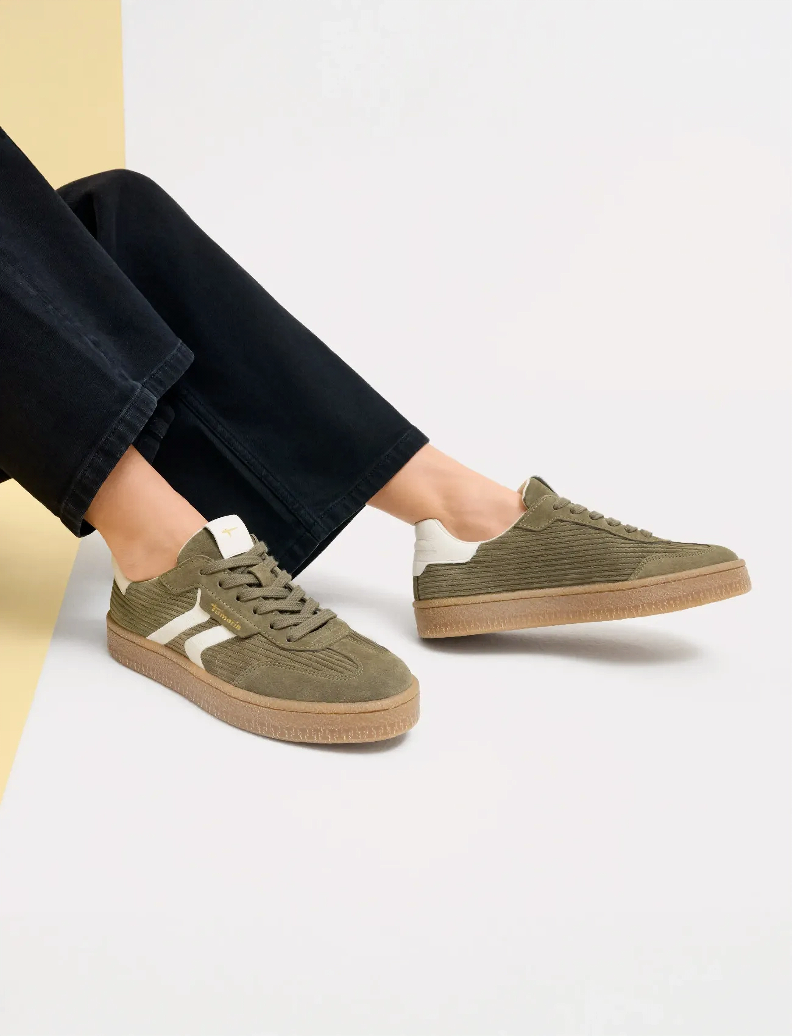Tamaris Women Lace-Up, Kvinder, Lave Snøresneakers, Kakigrøn, Str: 38