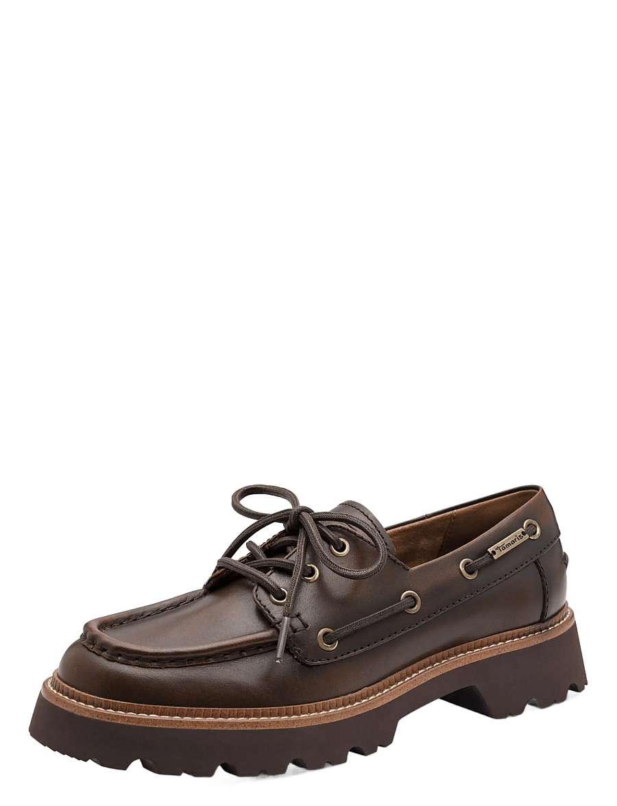 Tamaris - Women Lace-up - purjekingad - mocca leather - 0