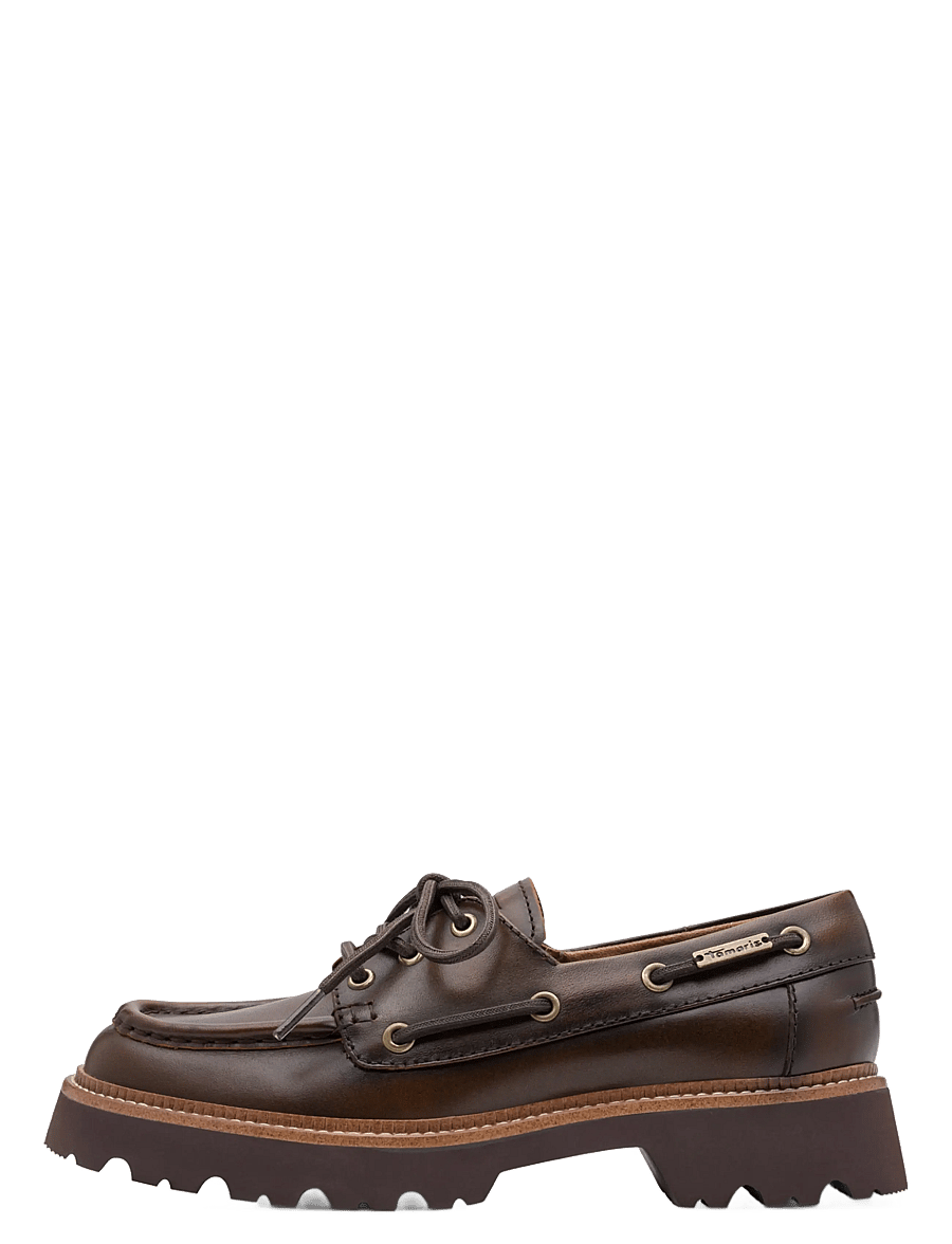 Tamaris - Women Lace-up - purjekingad - mocca leather - 1