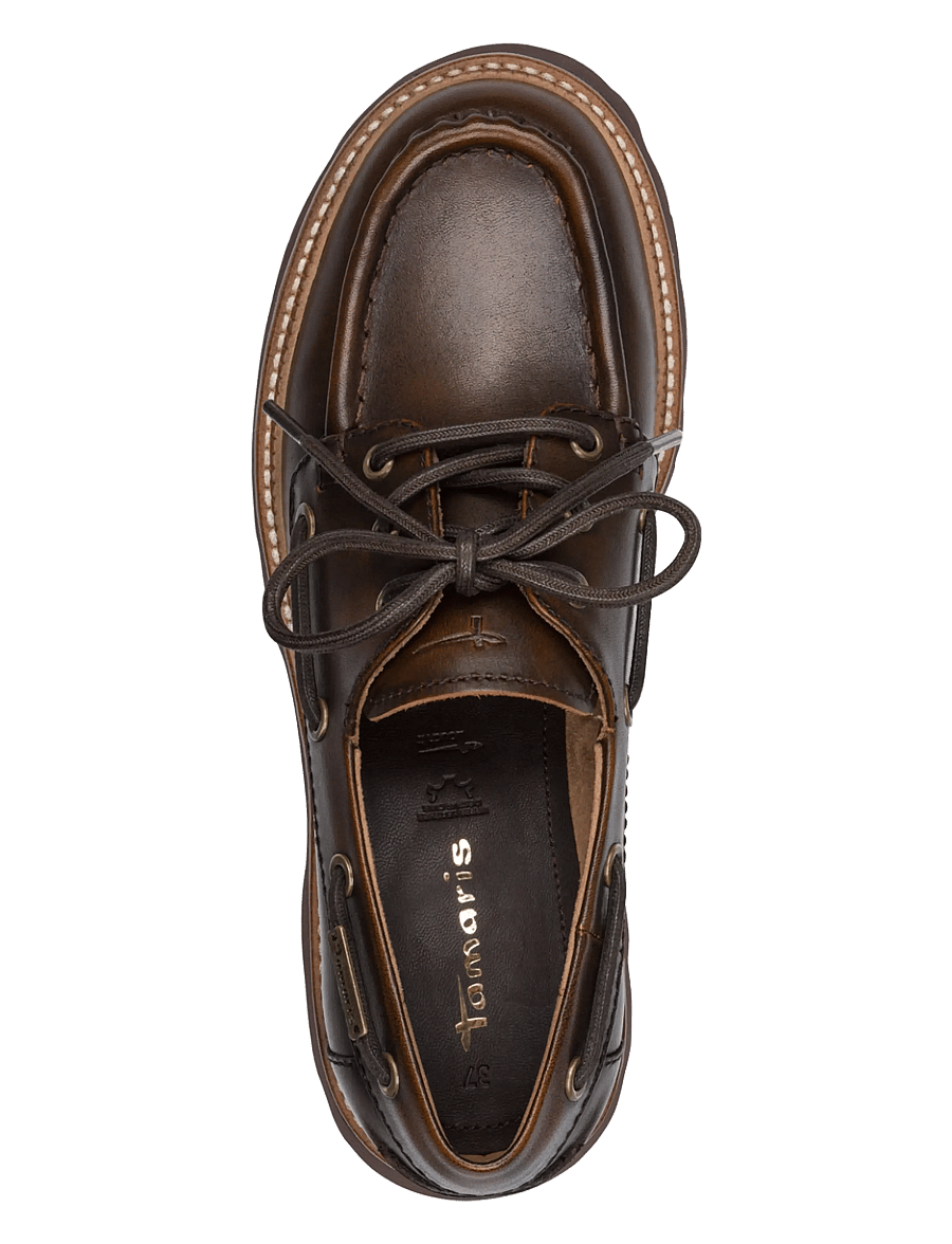 Tamaris - Women Lace-up - purjekingad - mocca leather - 4