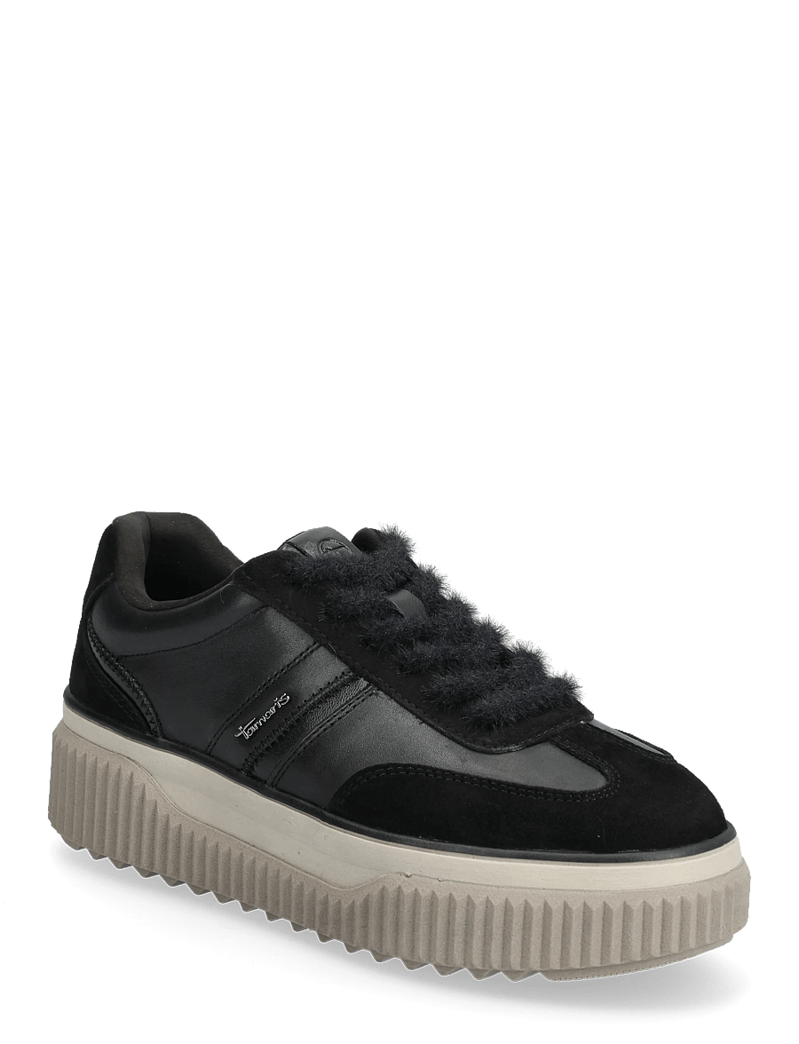 Tamaris - Women Lace-up - platform sneakers - black leather - 0