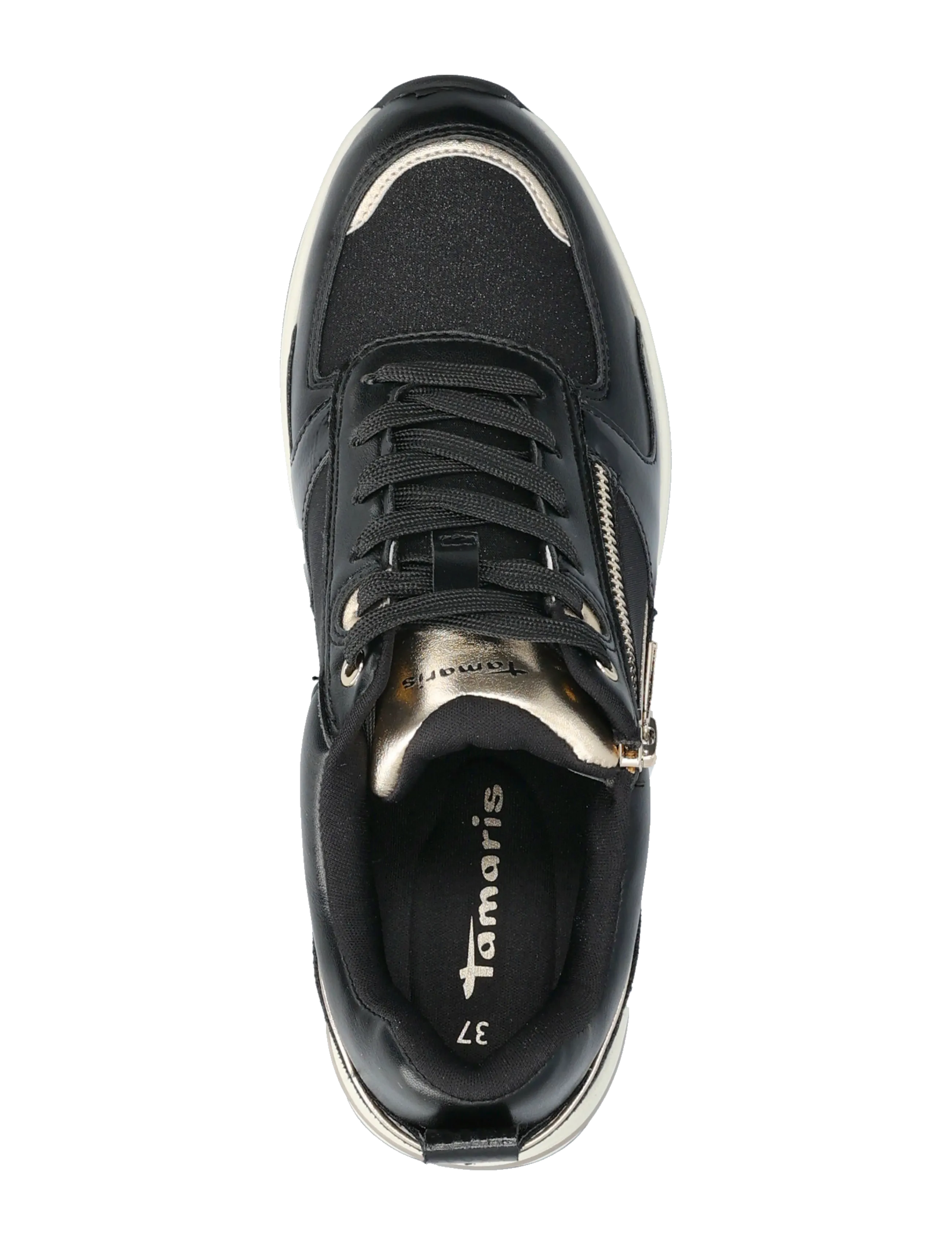 Tamaris - Women Lace-up - lágir strigaskór - black/gold - 3