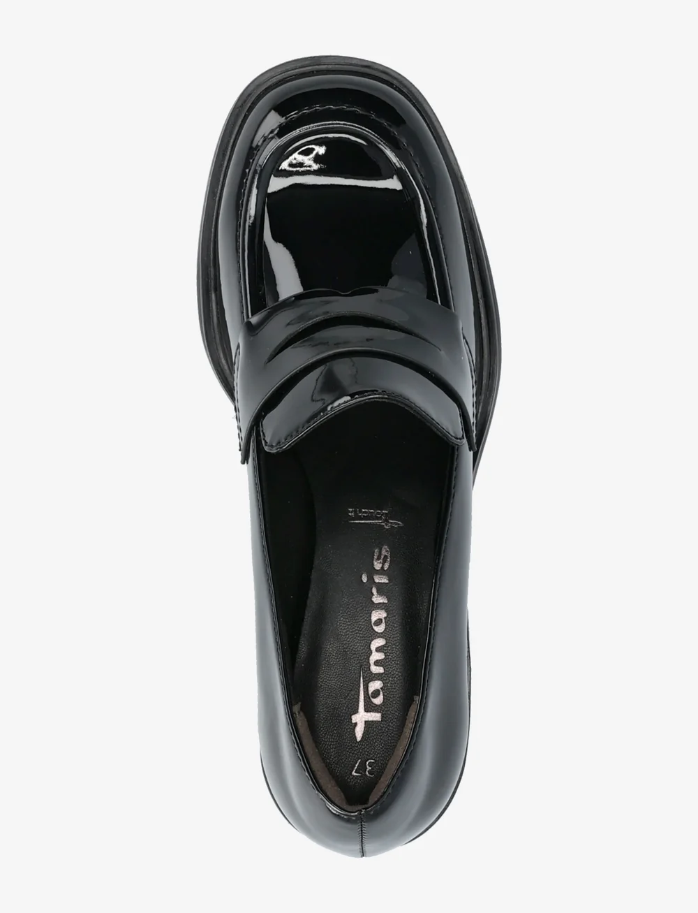 Tamaris - Women Slip-on - loafers med hæl - black patent - 3
