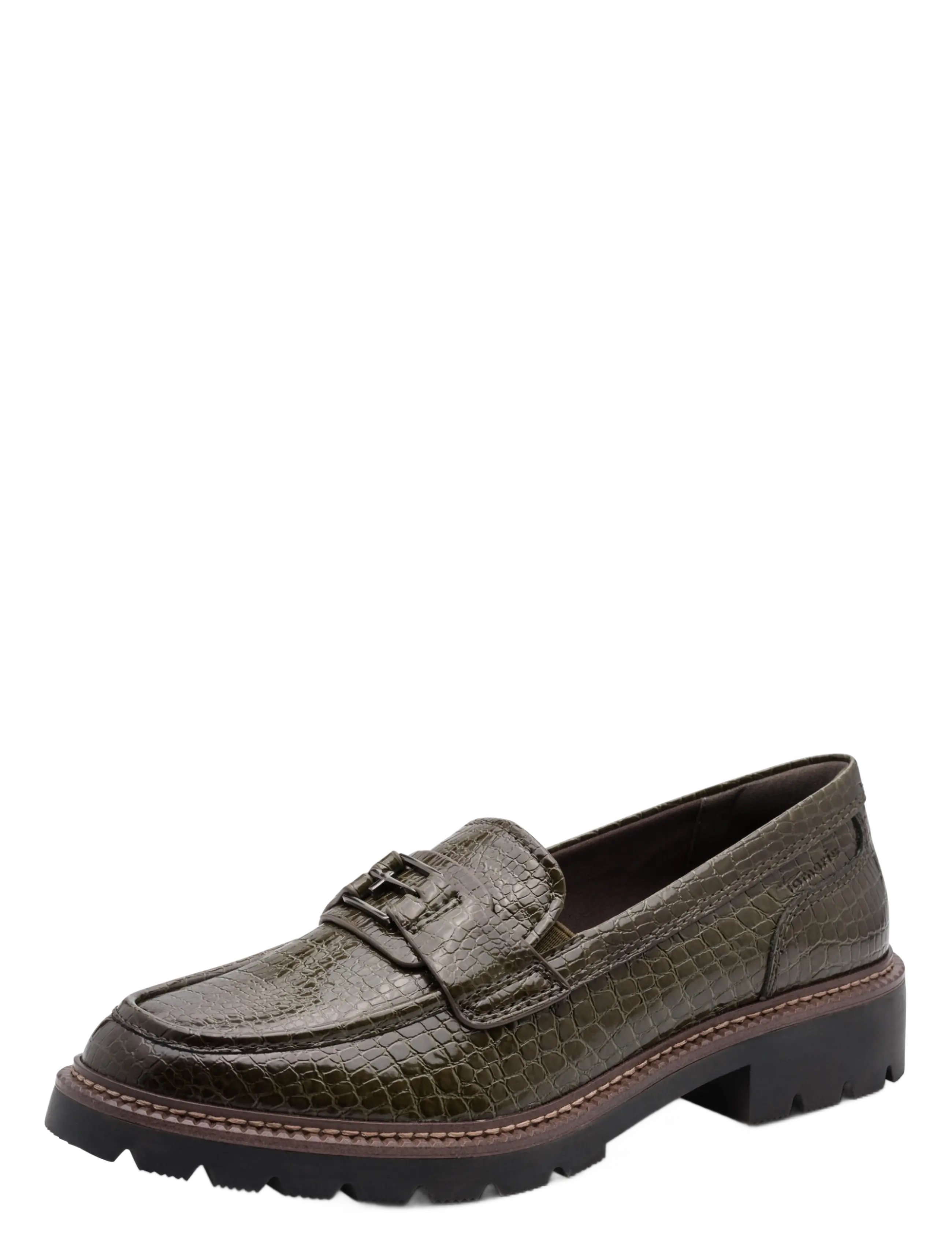 Tamaris Women Slip-On, 40, Loafers, Khakigrün - Heeled Frauen