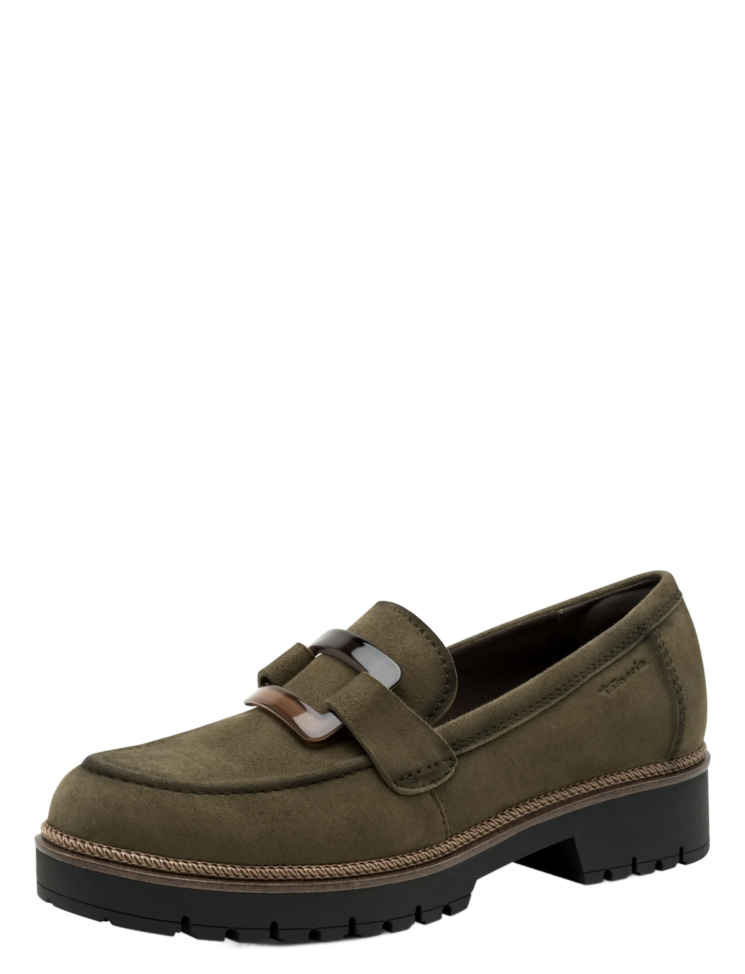 Tamaris Women Slip-On, 38, Schuhe, Khakigrün - Flat Loafers, Frauen