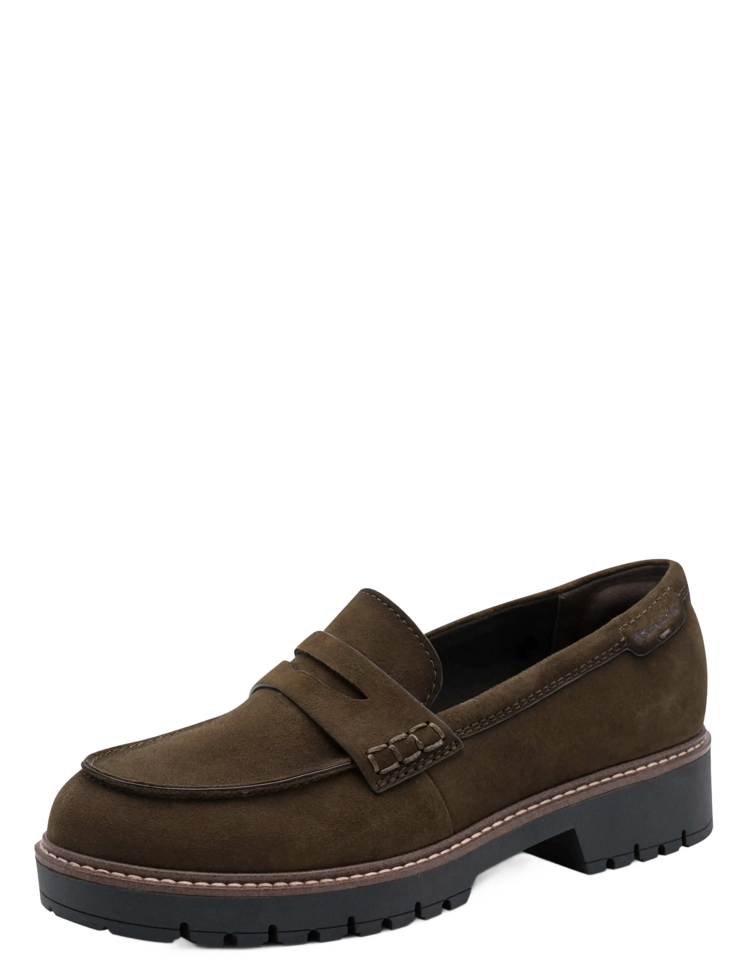 Tamaris Women Slip-On, 37, Loafers, Khakigrün - Heeled Frauen