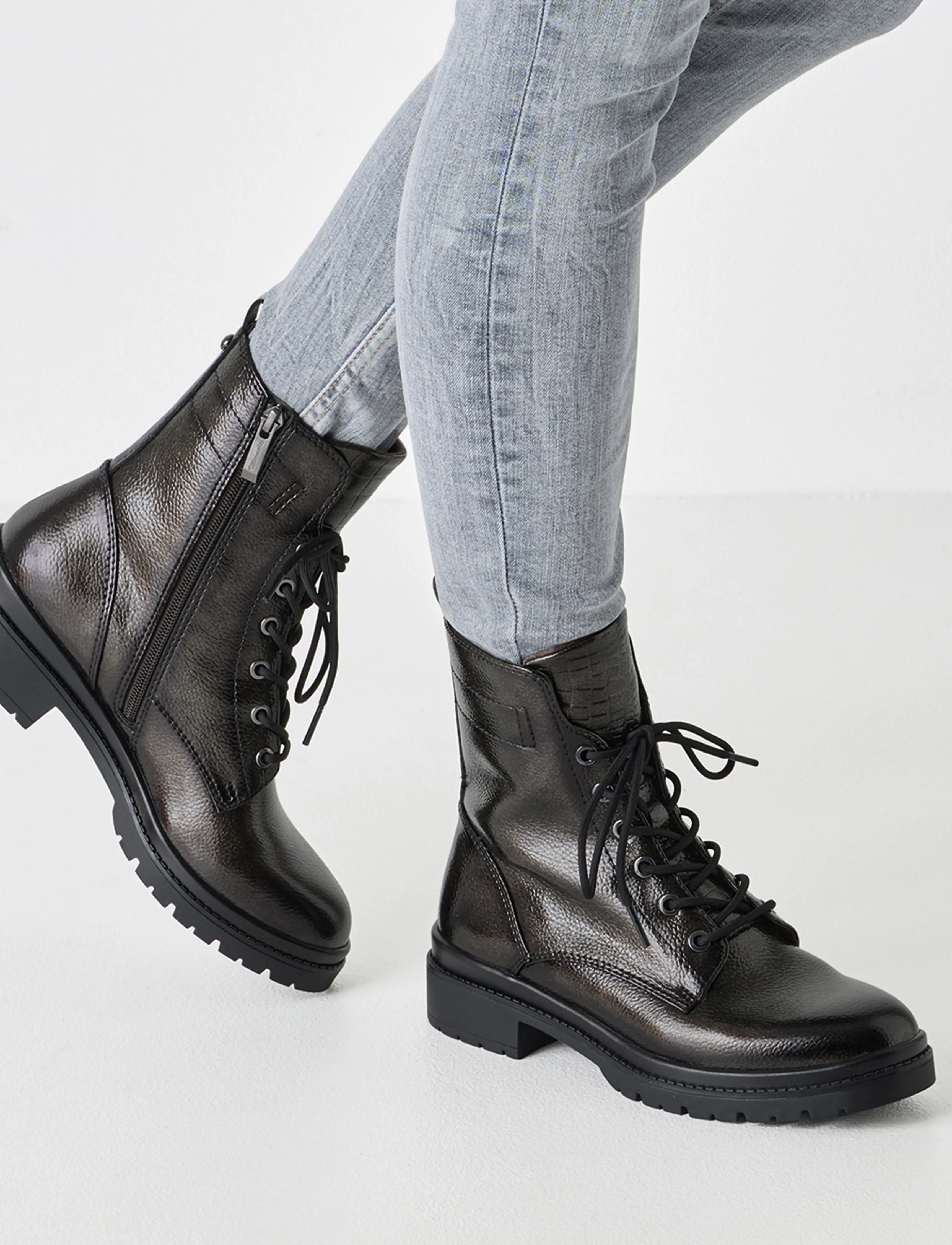 Tamaris - Women Boots - laced boots - anthracite patent - 5