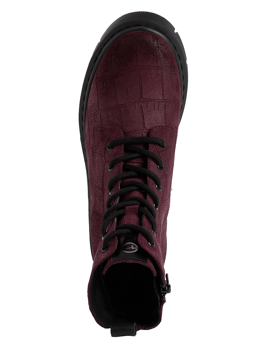 Tamaris - Women Boots - geschnürte stiefel - bordeaux croco - 4