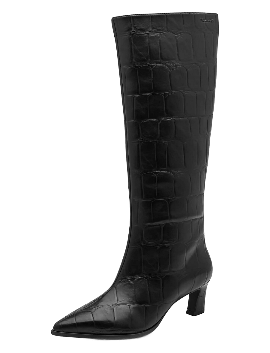 Tamaris - Women Boots - knee high boots - black croco - 0