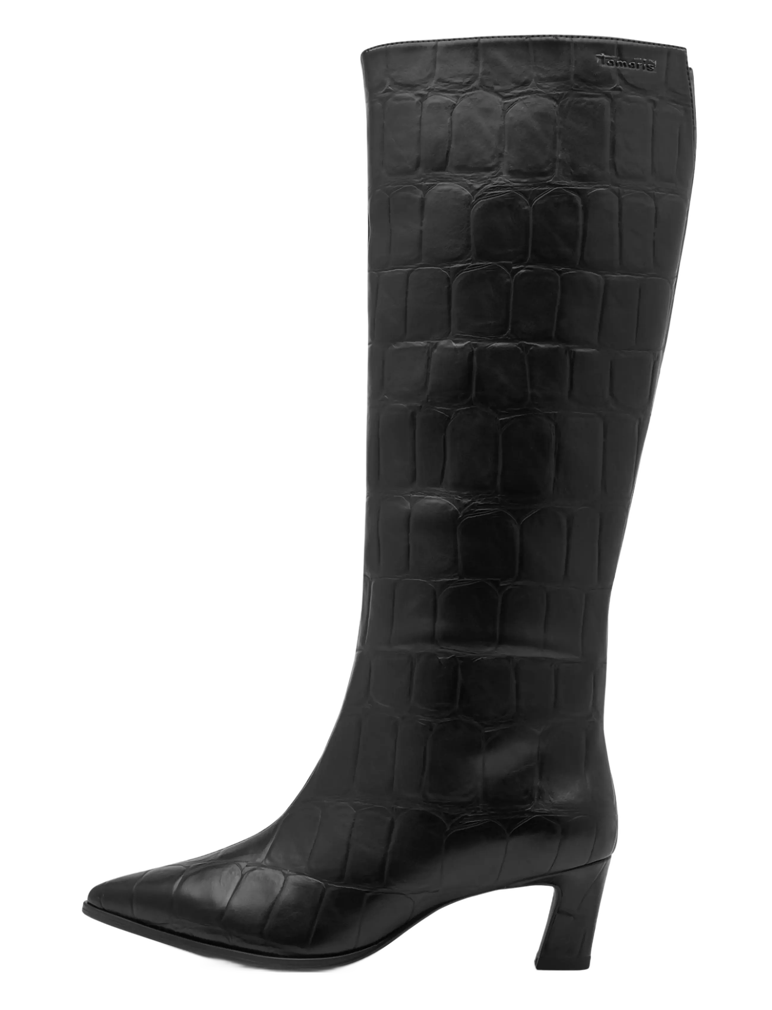 Tamaris - Women Boots - knee high boots - black croco - 1