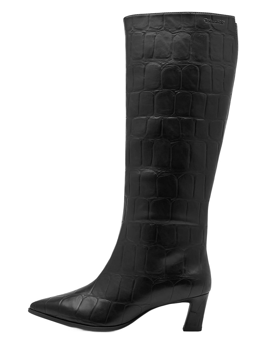 Tamaris - Women Boots - knee high boots - black croco - 1