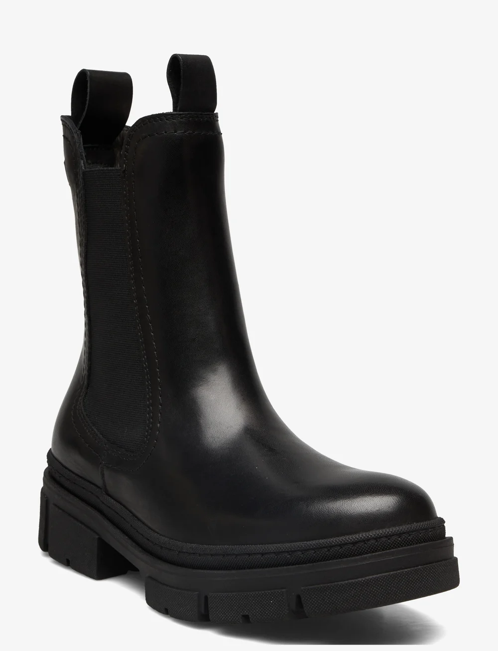 Black leather chelsea boots sales