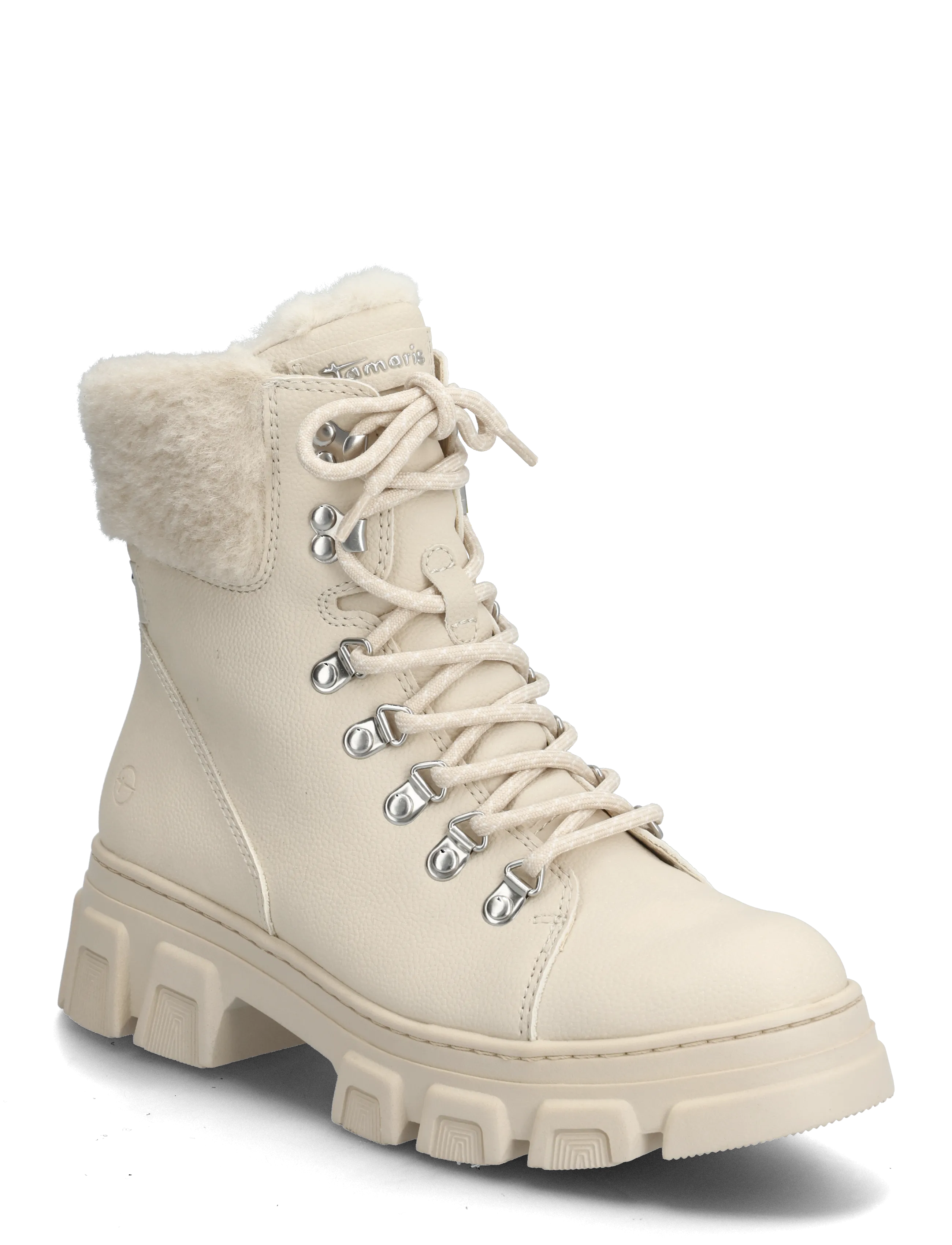 Tamaris Women Boots, 41, Ankle Creme - Boots Flat Heel, Frauen