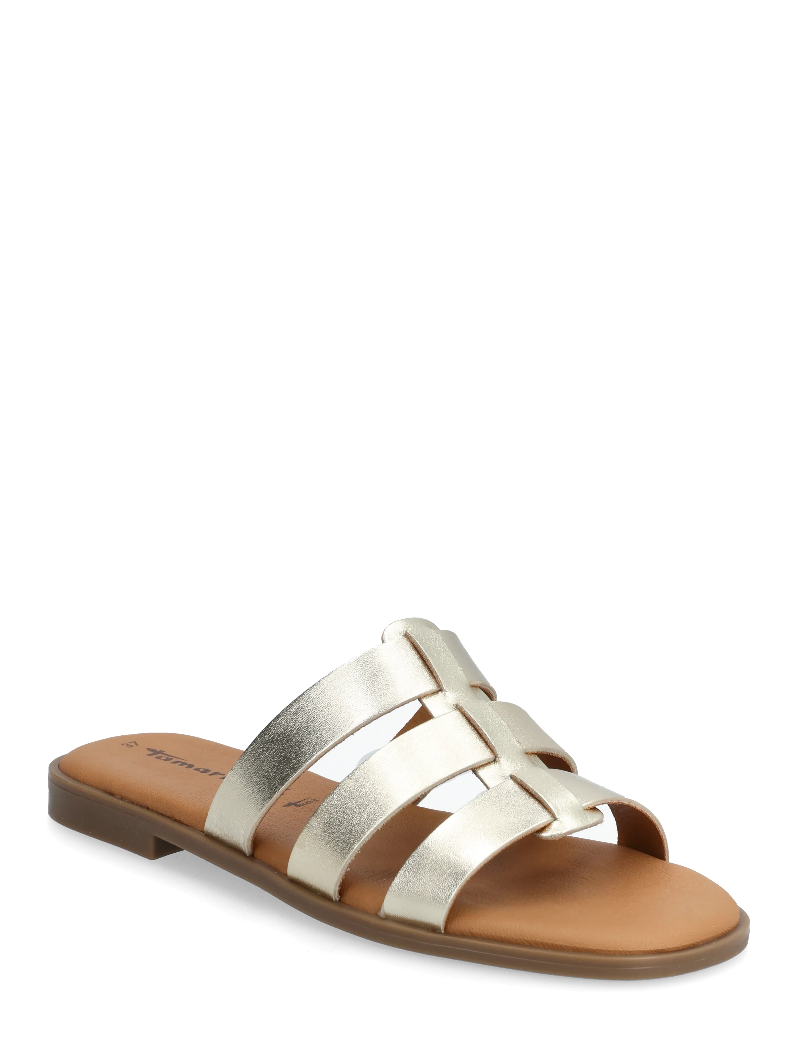 Tamaris Women Slides, Kvinder, Flettede Rem Slides, Guld, Str: 37